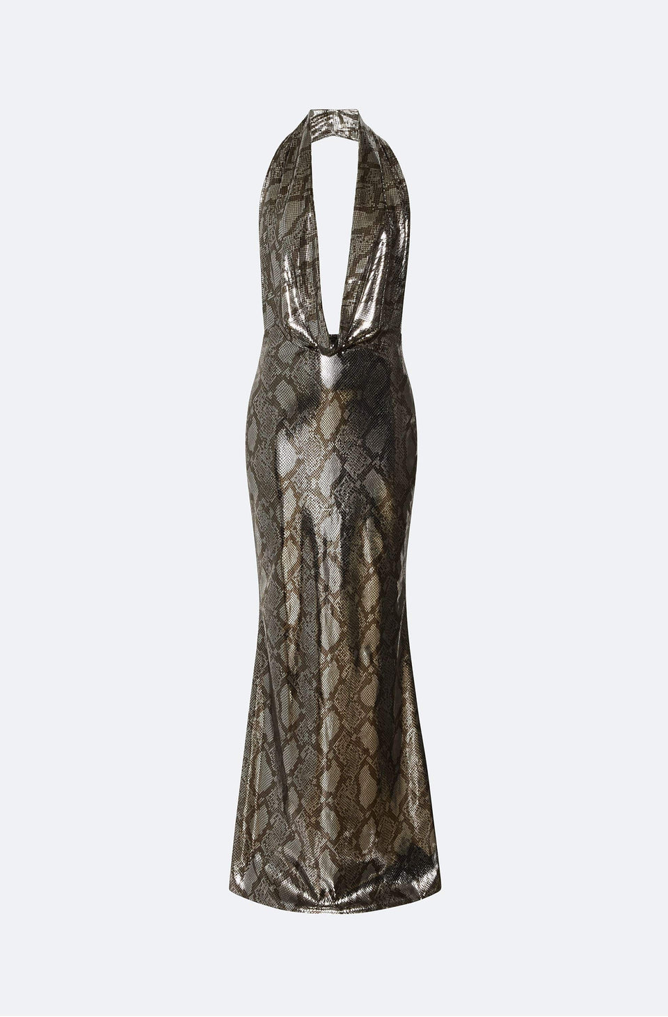 Metal Snake Deep Cowl Neck Gown - LAPOINTE