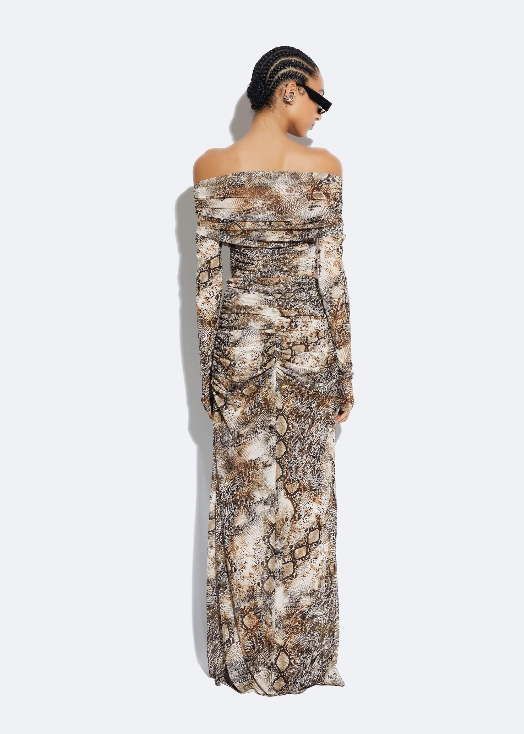 Snake Mesh Draped Skirt
