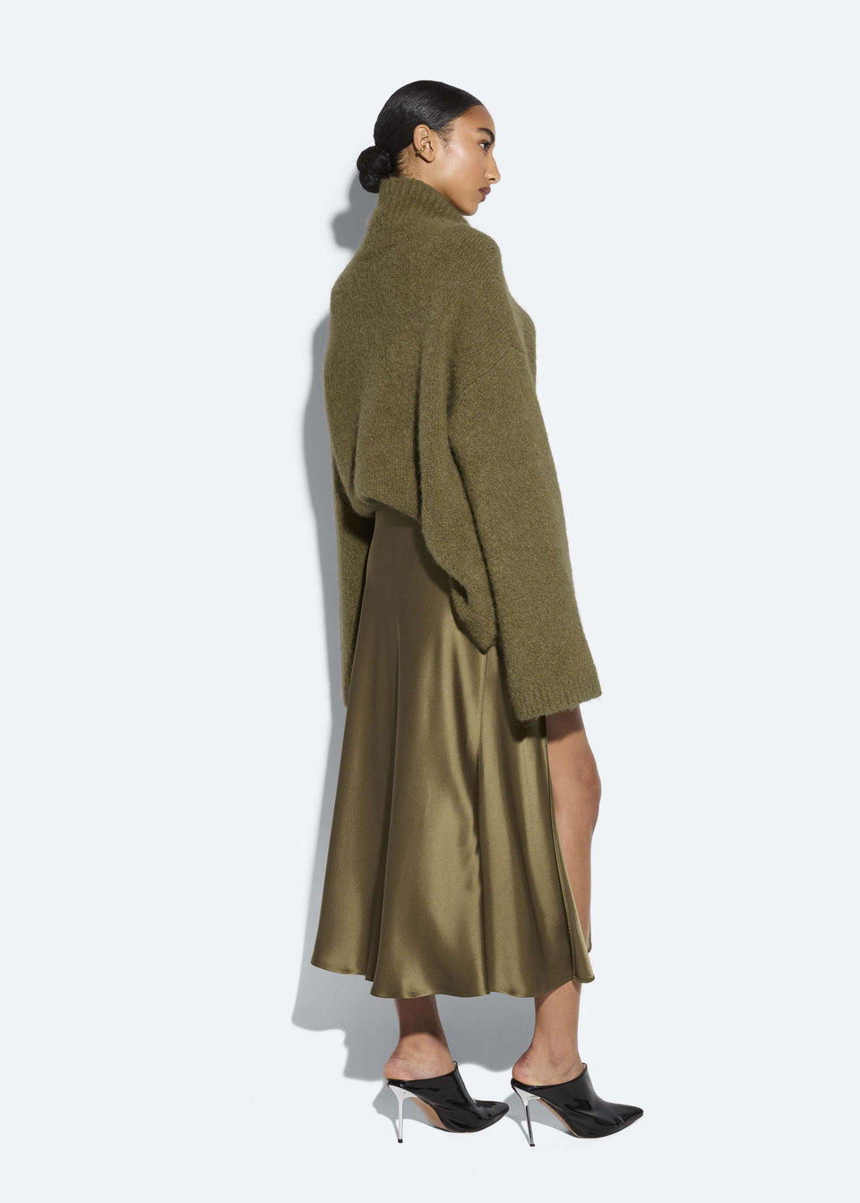 Satin Bias Midi Skirt