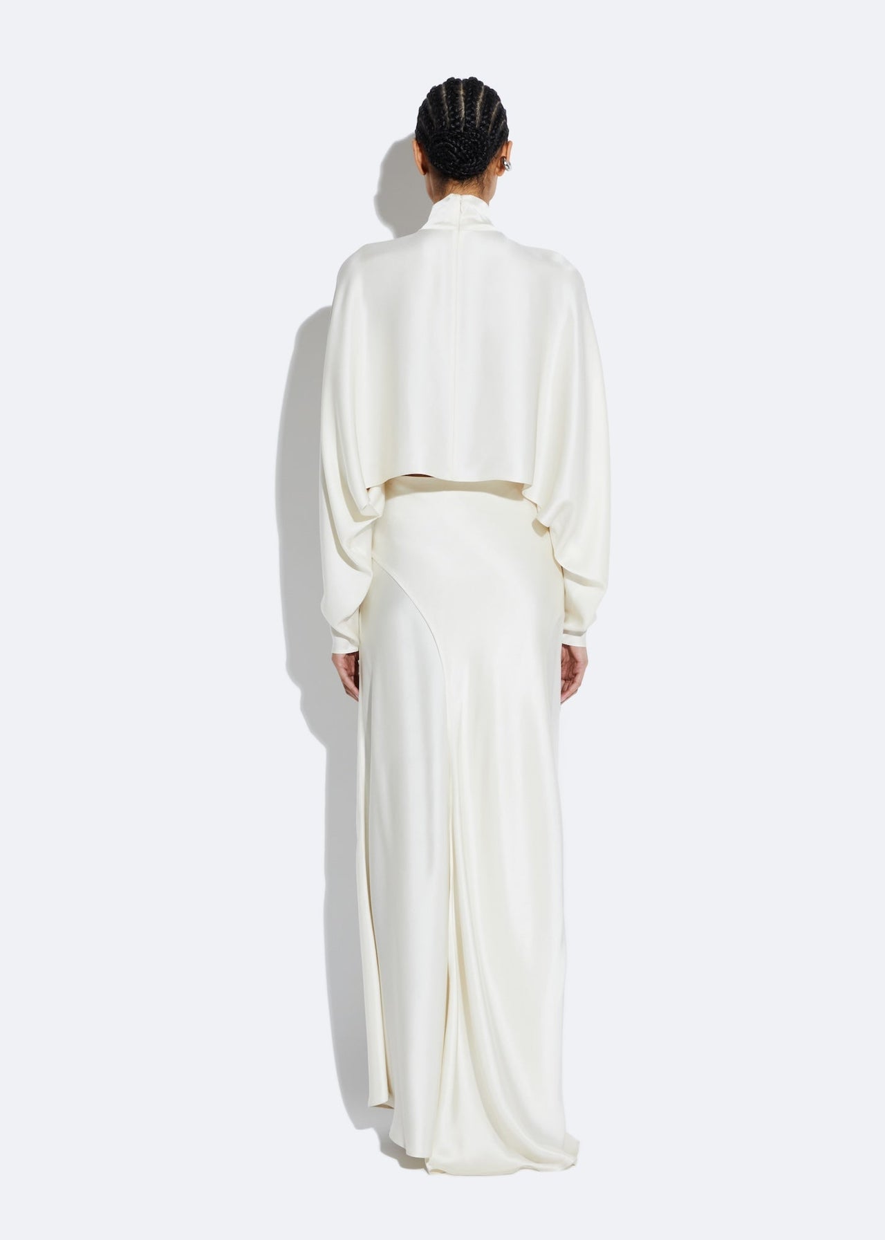 Satin Asymmetric Skirt With Feathers - LAPOINTE