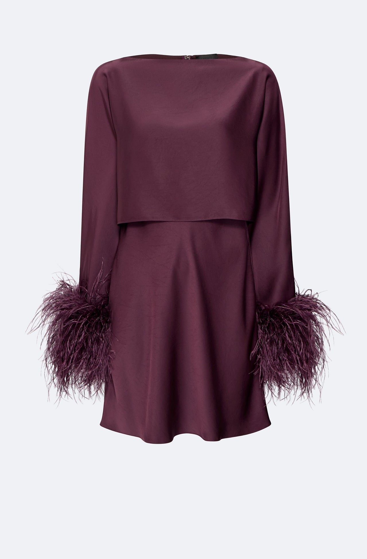 Lightweight Satin Layered Mini Dress With Feathers - LAPOINTE