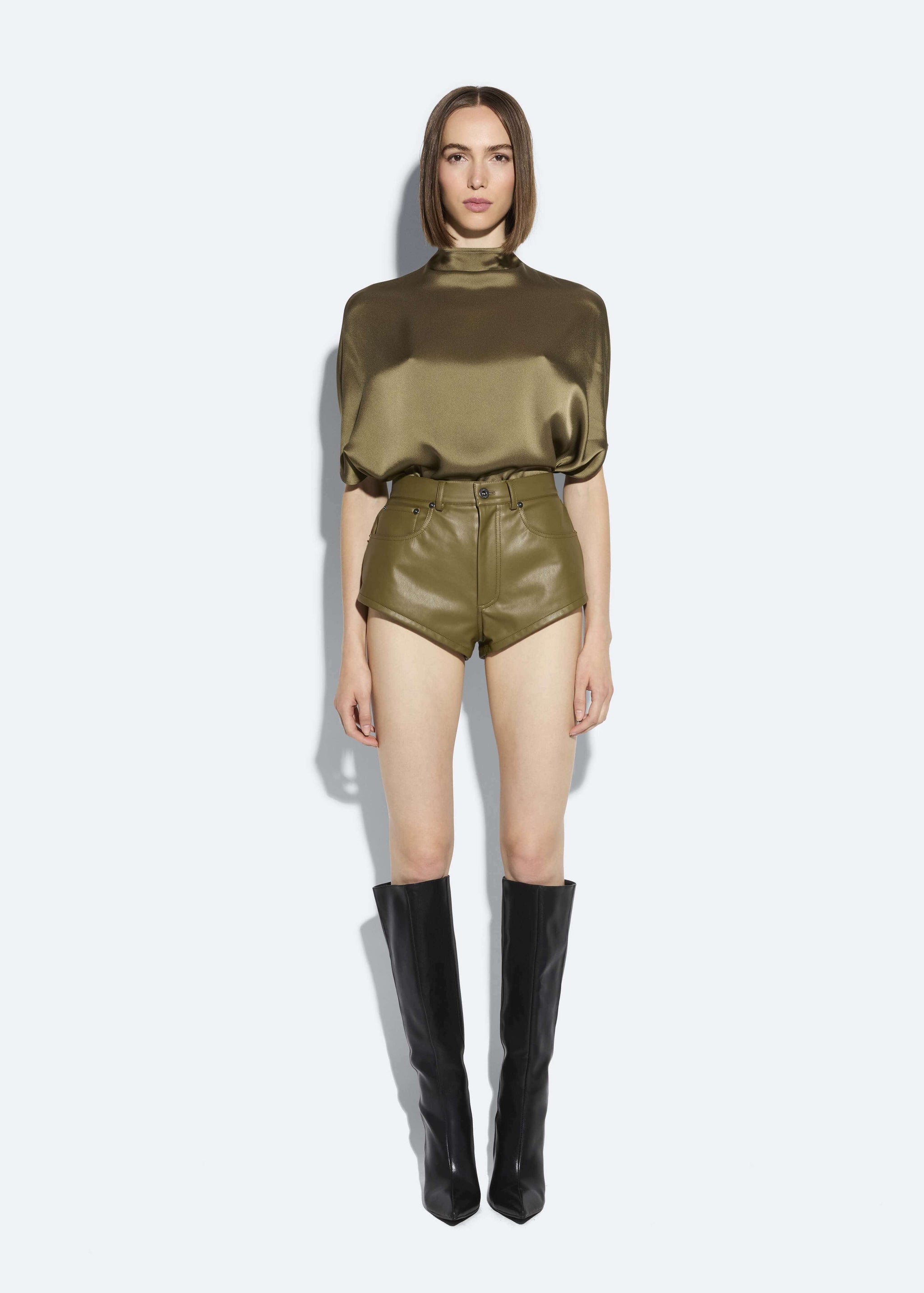 Faux Leather Mini Short