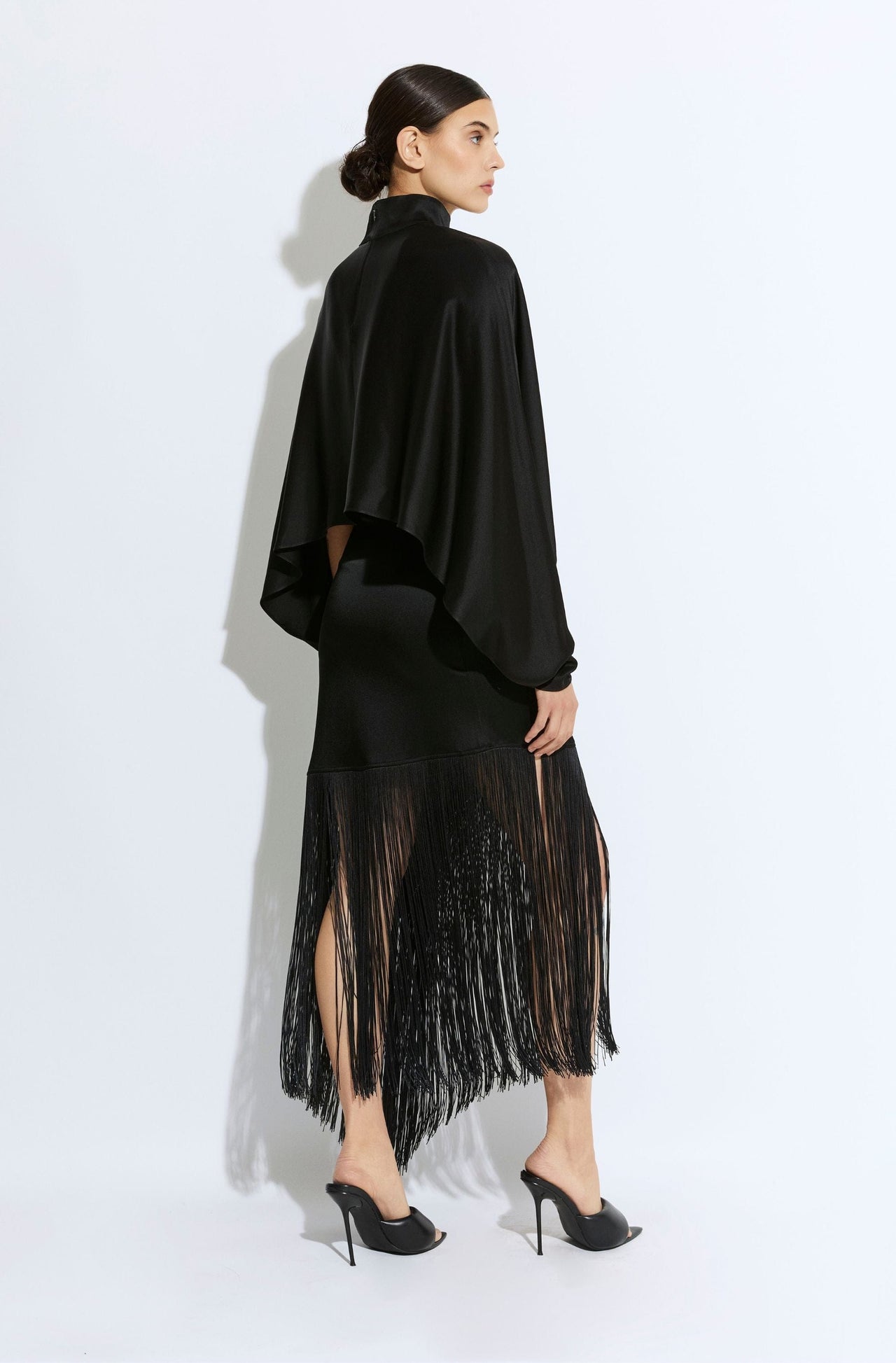 Satin Asymmetric Fringe Skirt - LAPOINTE