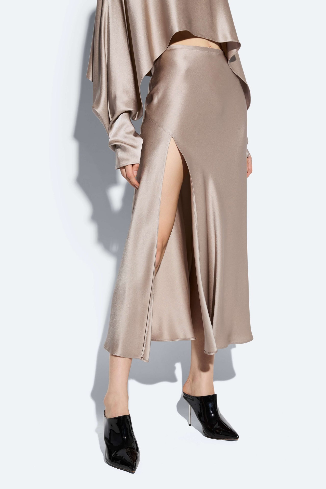 Satin Bias Midi Skirt