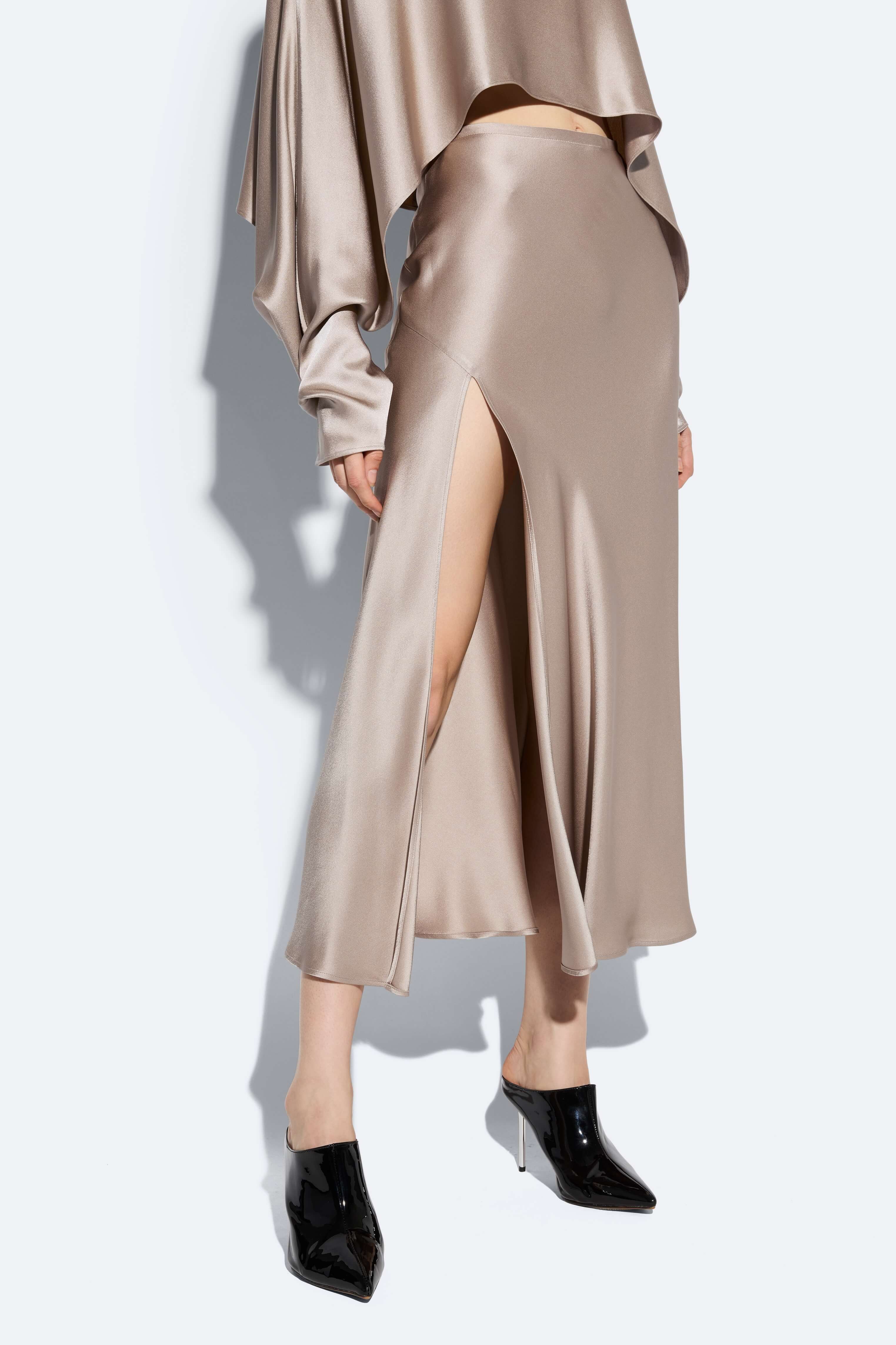 Satin Bias Midi Skirt