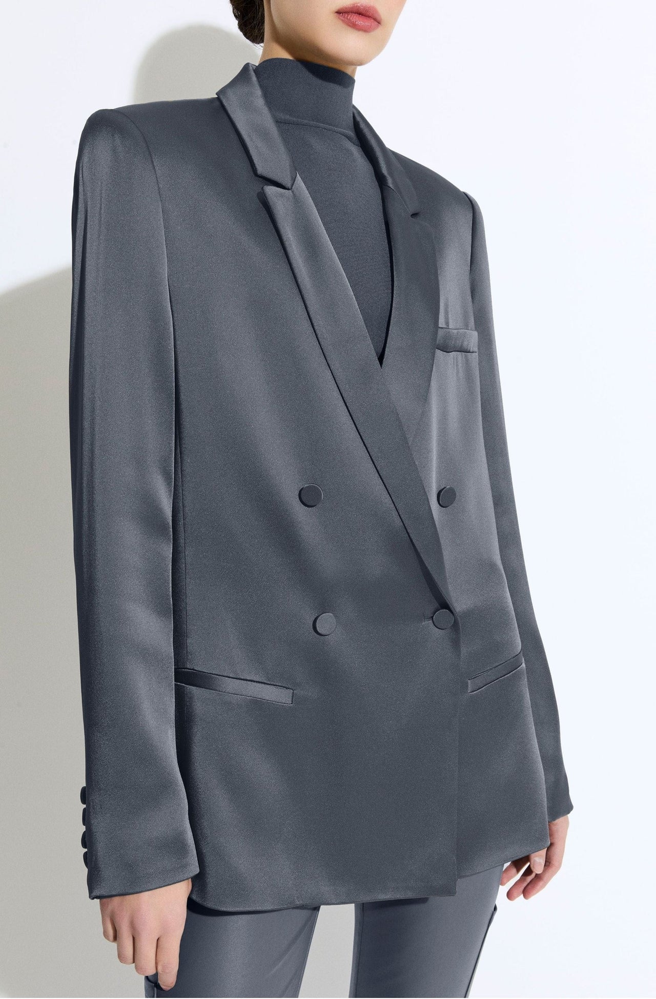 Satin Double Breasted Blazer - LAPOINTE