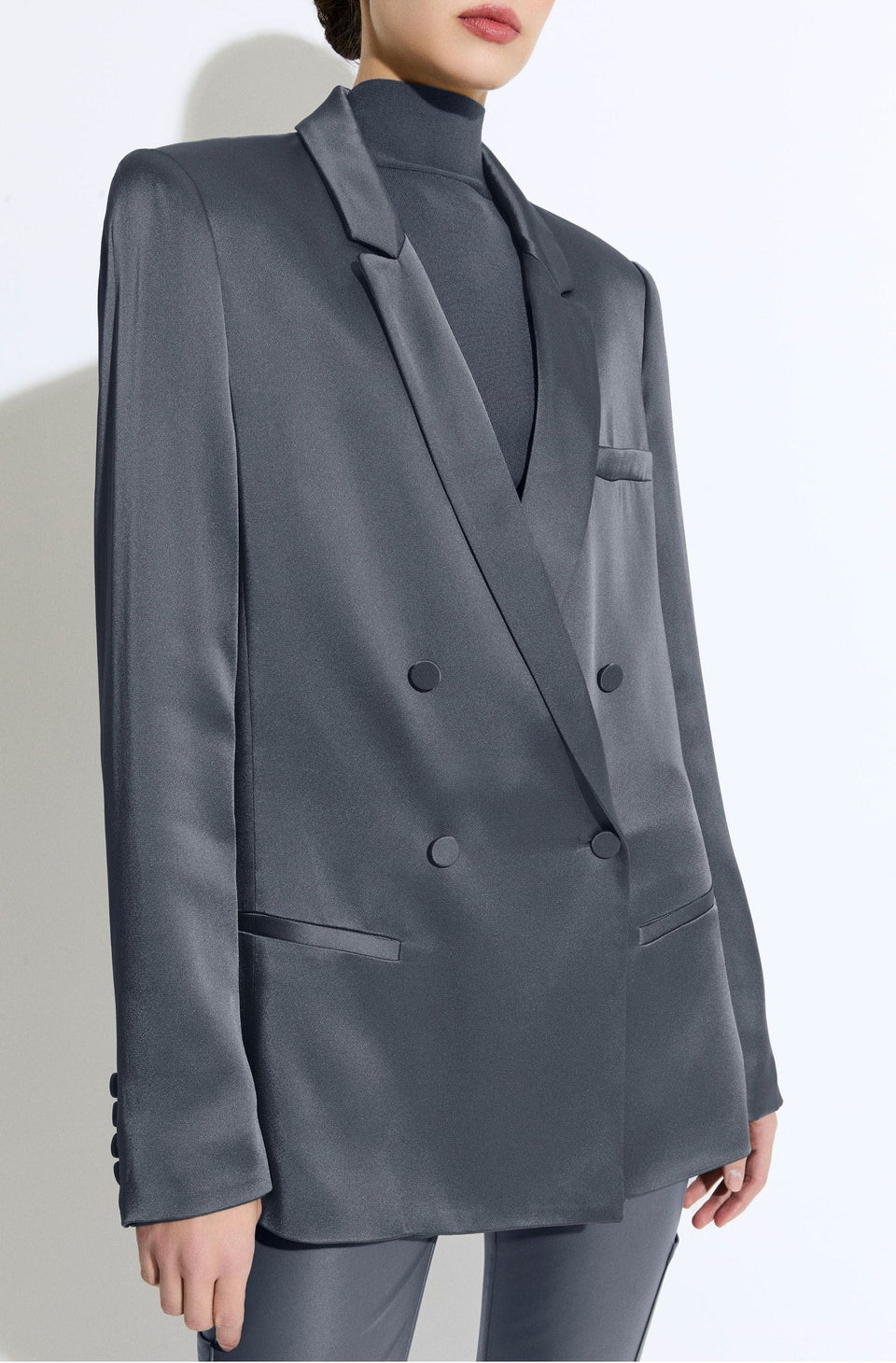 Satin Double Breasted Blazer - LAPOINTE