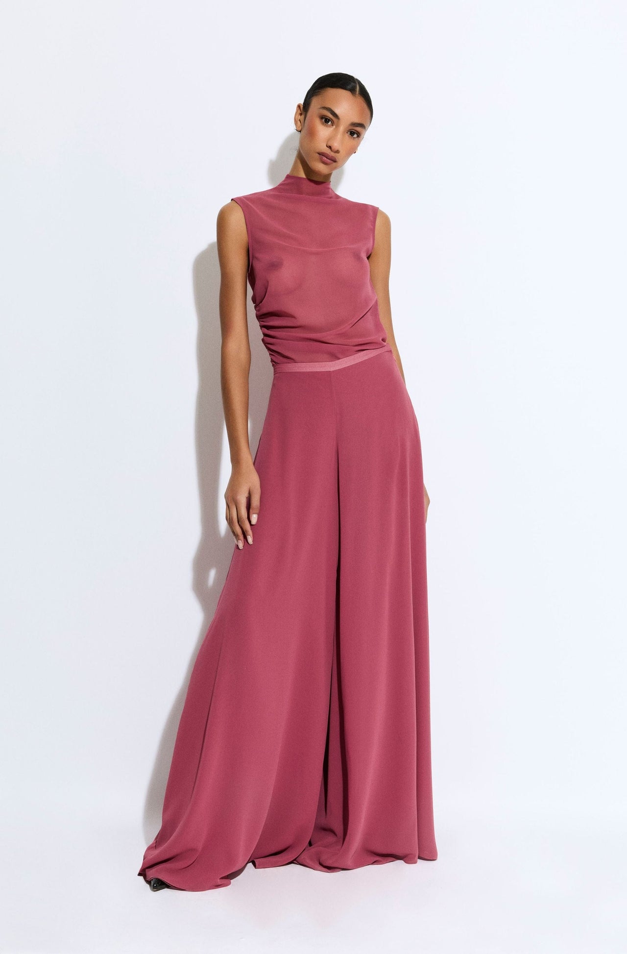 Lightweight Georgette Wide Leg Pant With Pockets - LAPOINTE