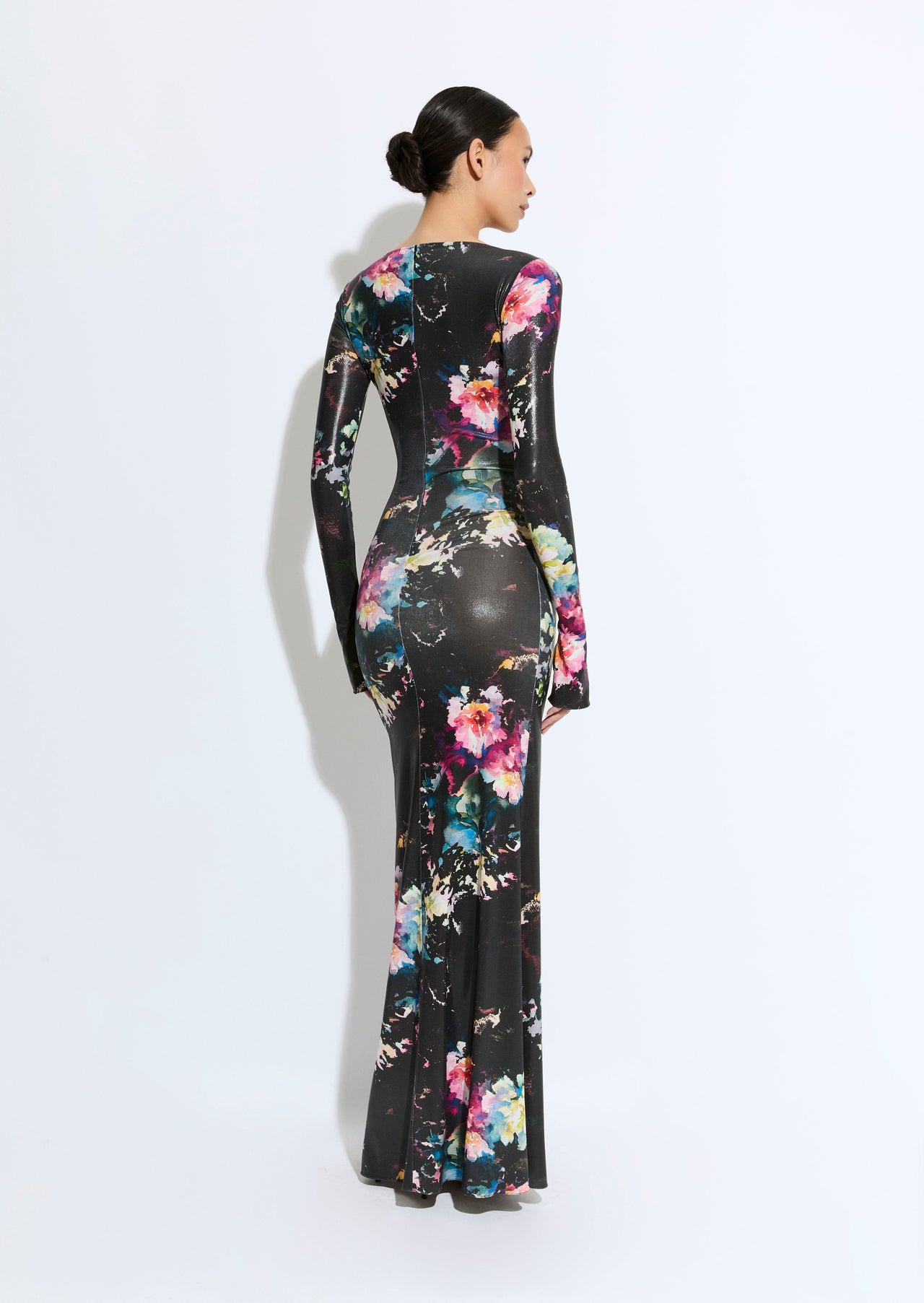 Floral Jersey Boatneck Gown - LAPOINTE