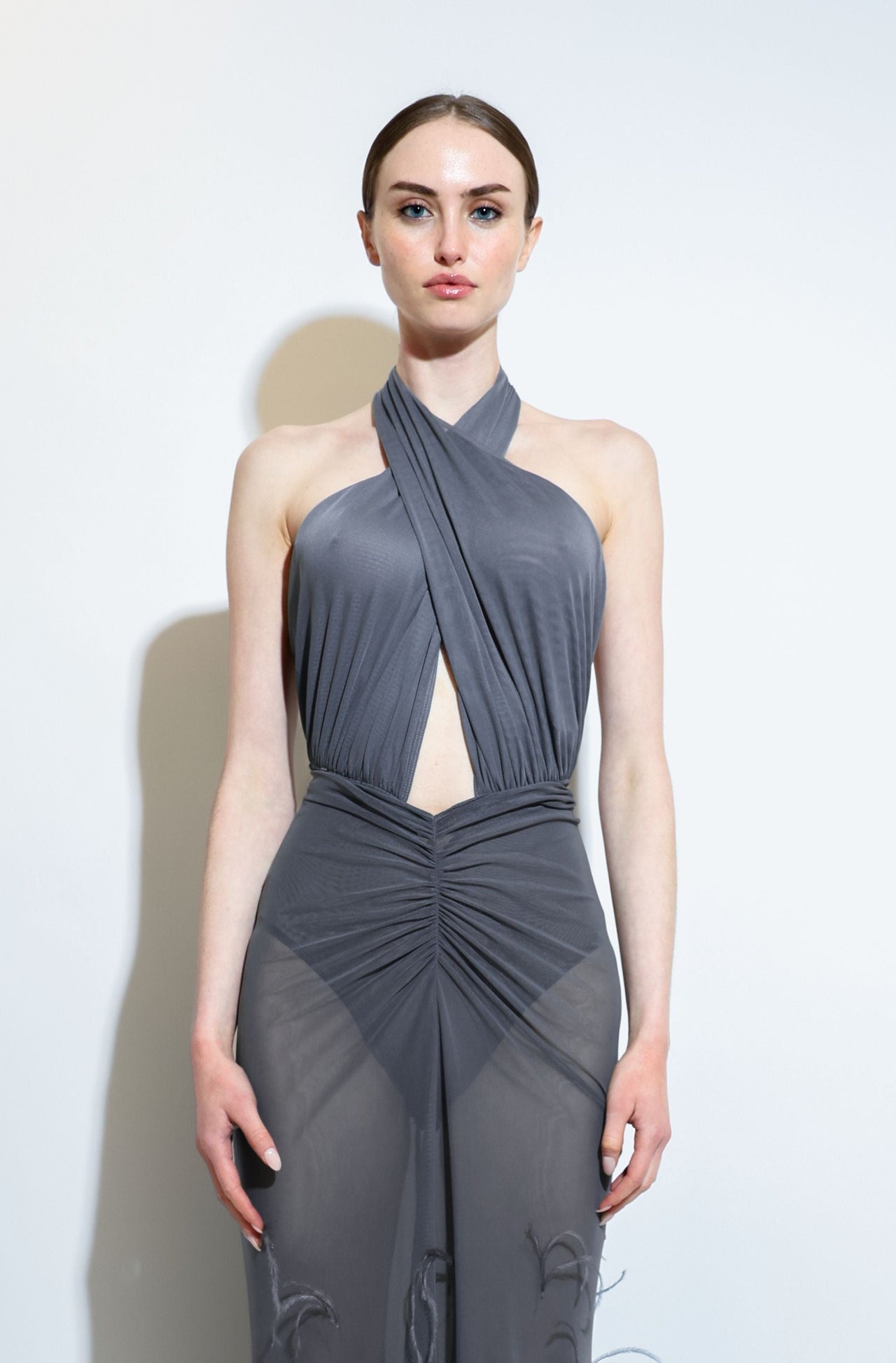 Mesh Halter Cutout Bodysuit - LAPOINTE