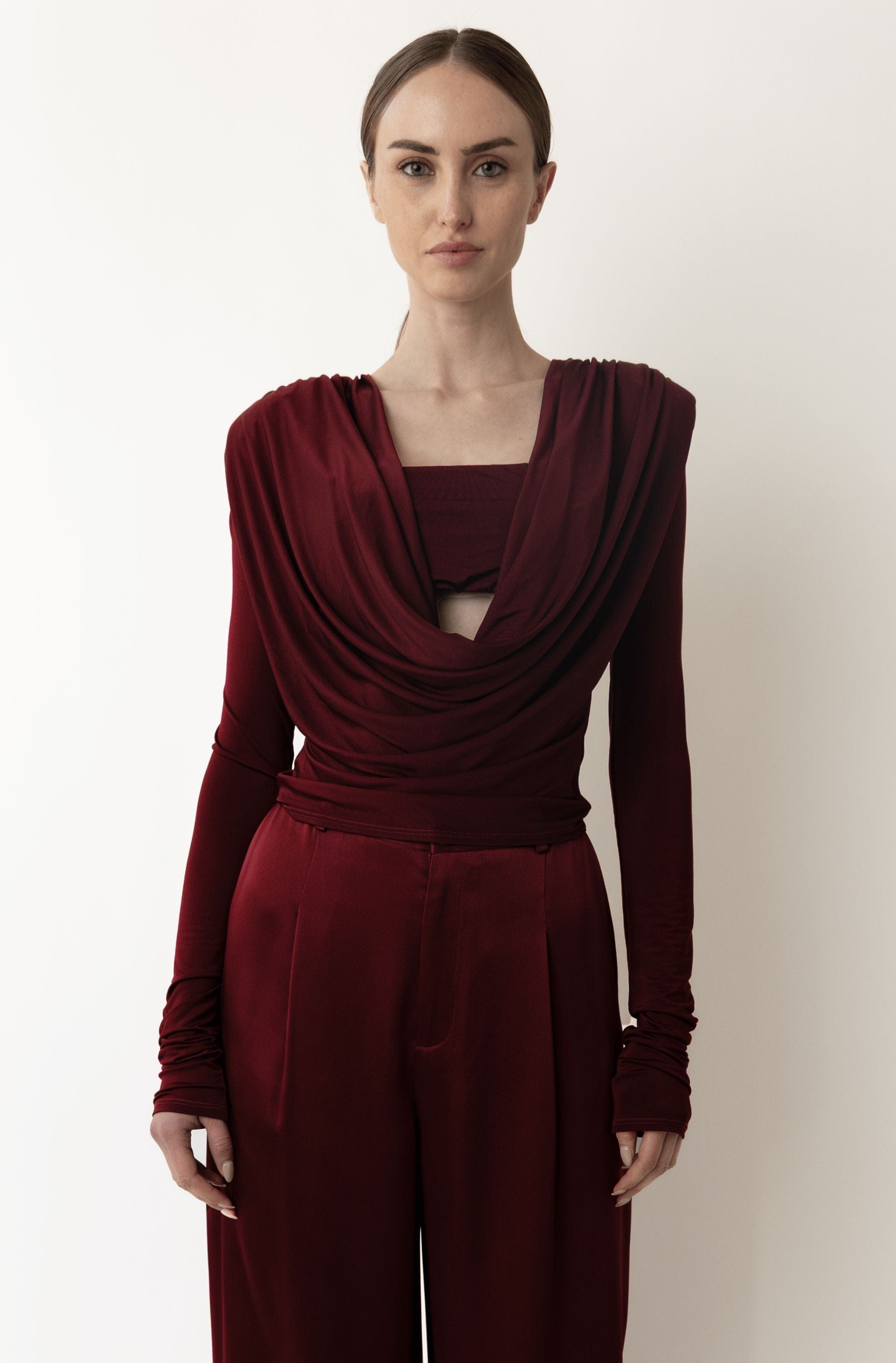 Jersey Cowl Neck Bandeau Top - LAPOINTE