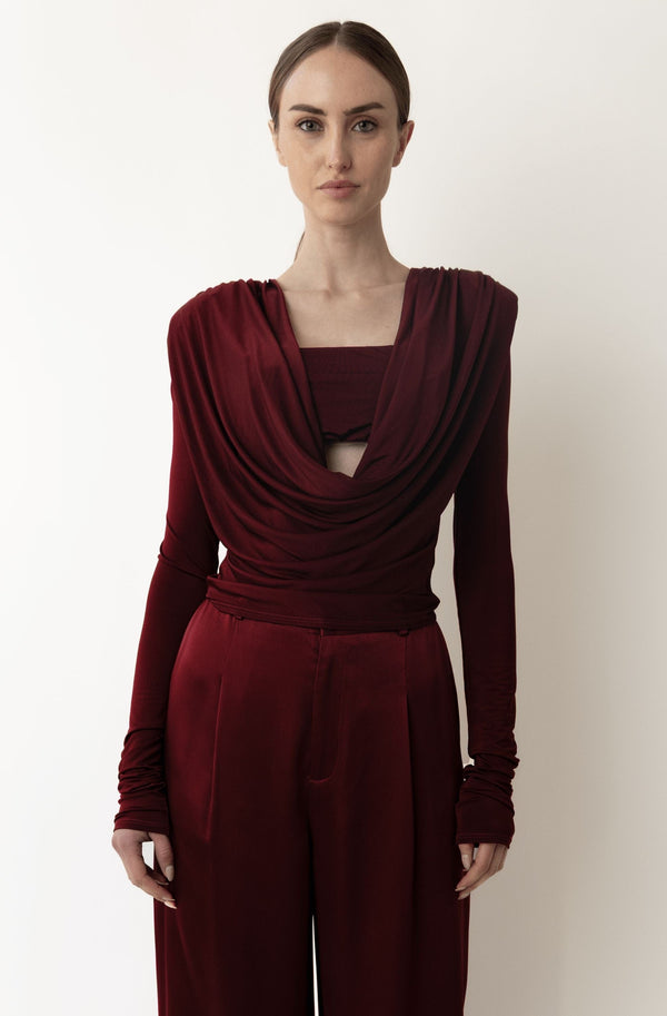 Jersey Cowl Neck Bandeau Top - LAPOINTE