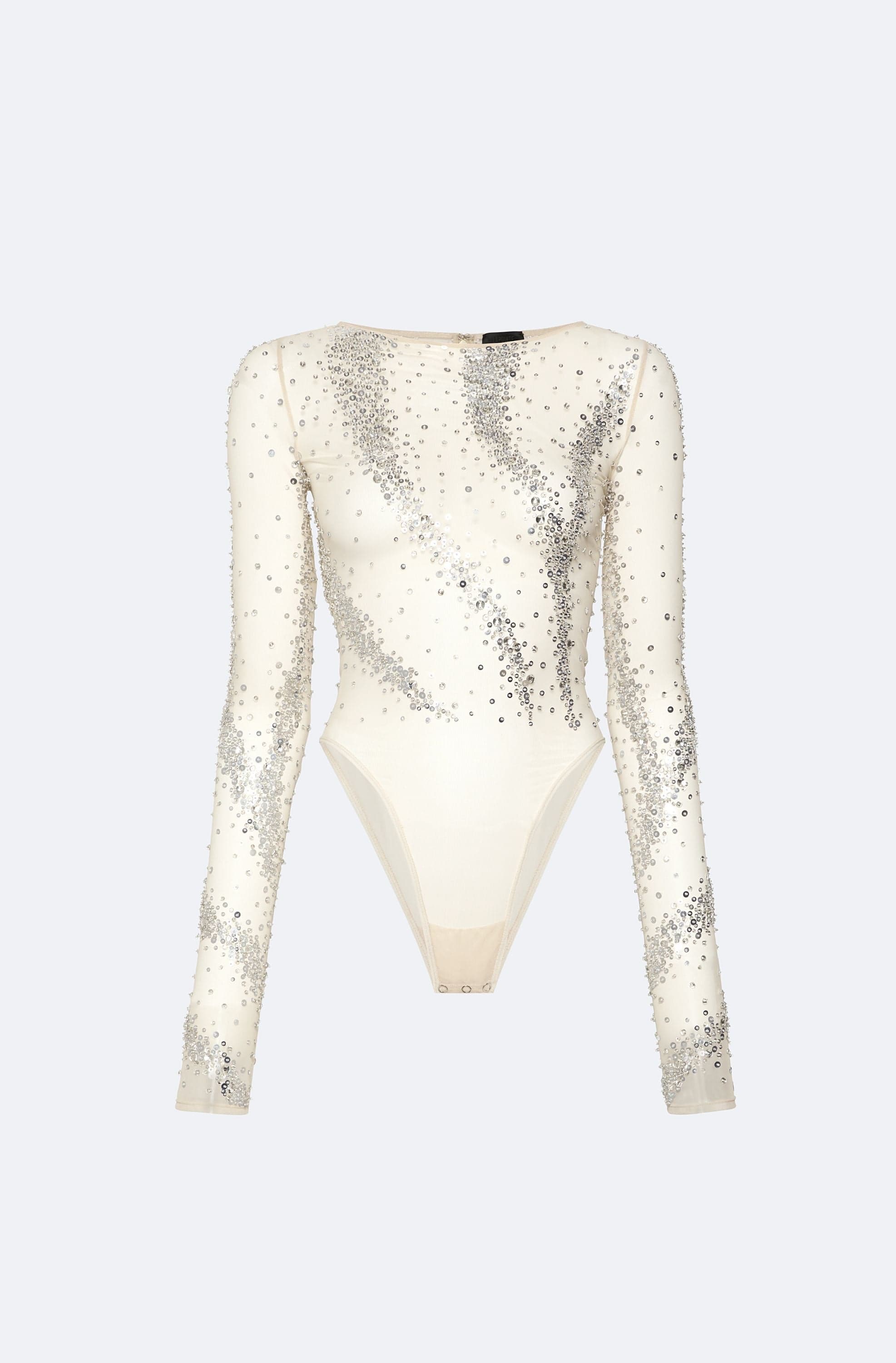 Rhinestone Swirl Boatneck Bodysuit - LAPOINTE