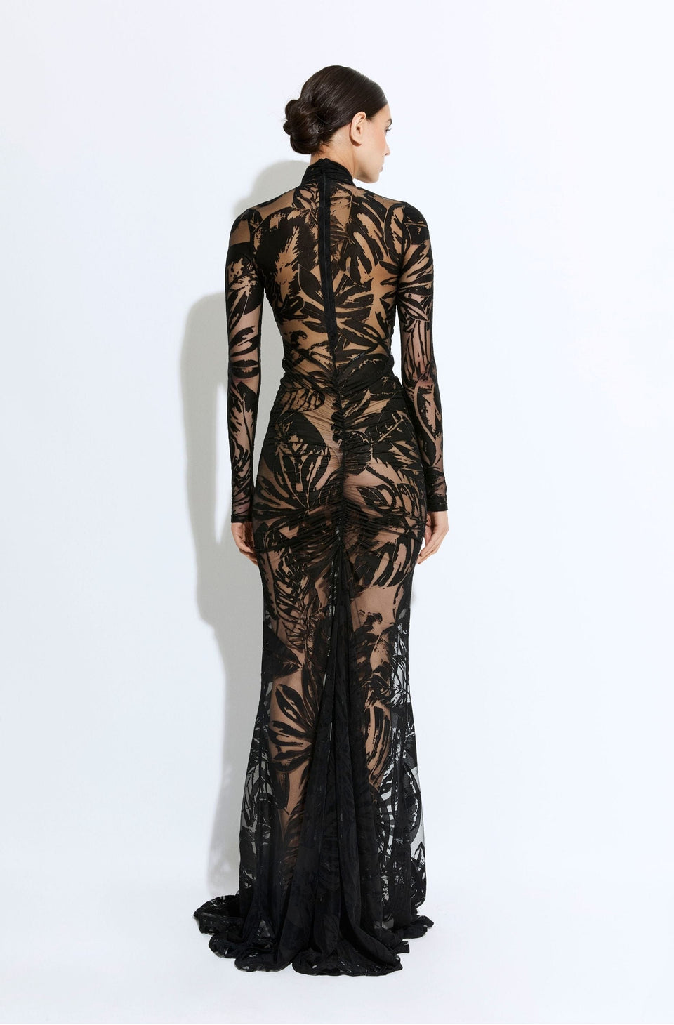Burnout Jersey Halter Ruched Gown - LAPOINTE