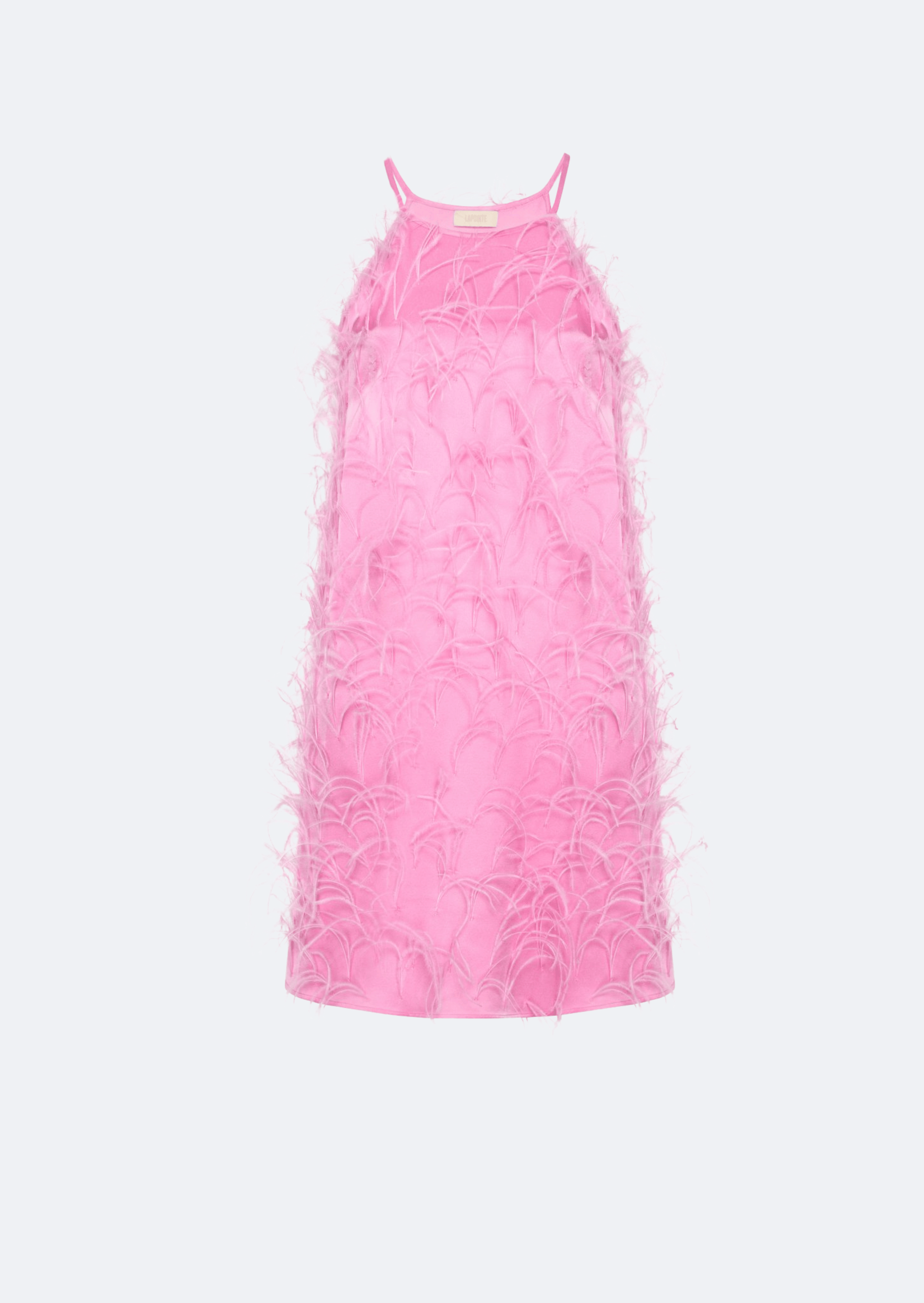 Satin Feather Embroidery Mini Dress - LAPOINTE