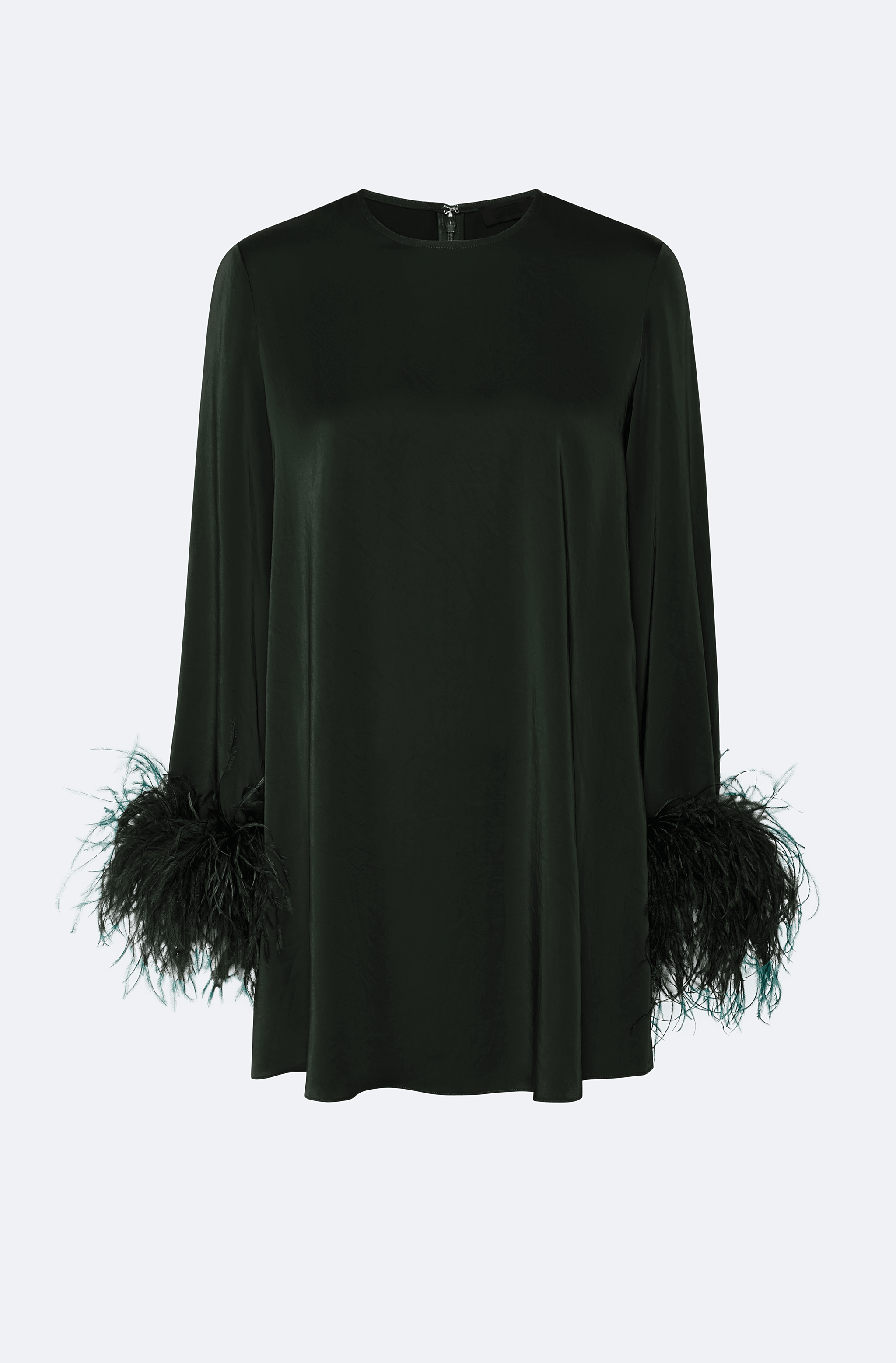 Satin Dress With Feathers - LAPOINTE