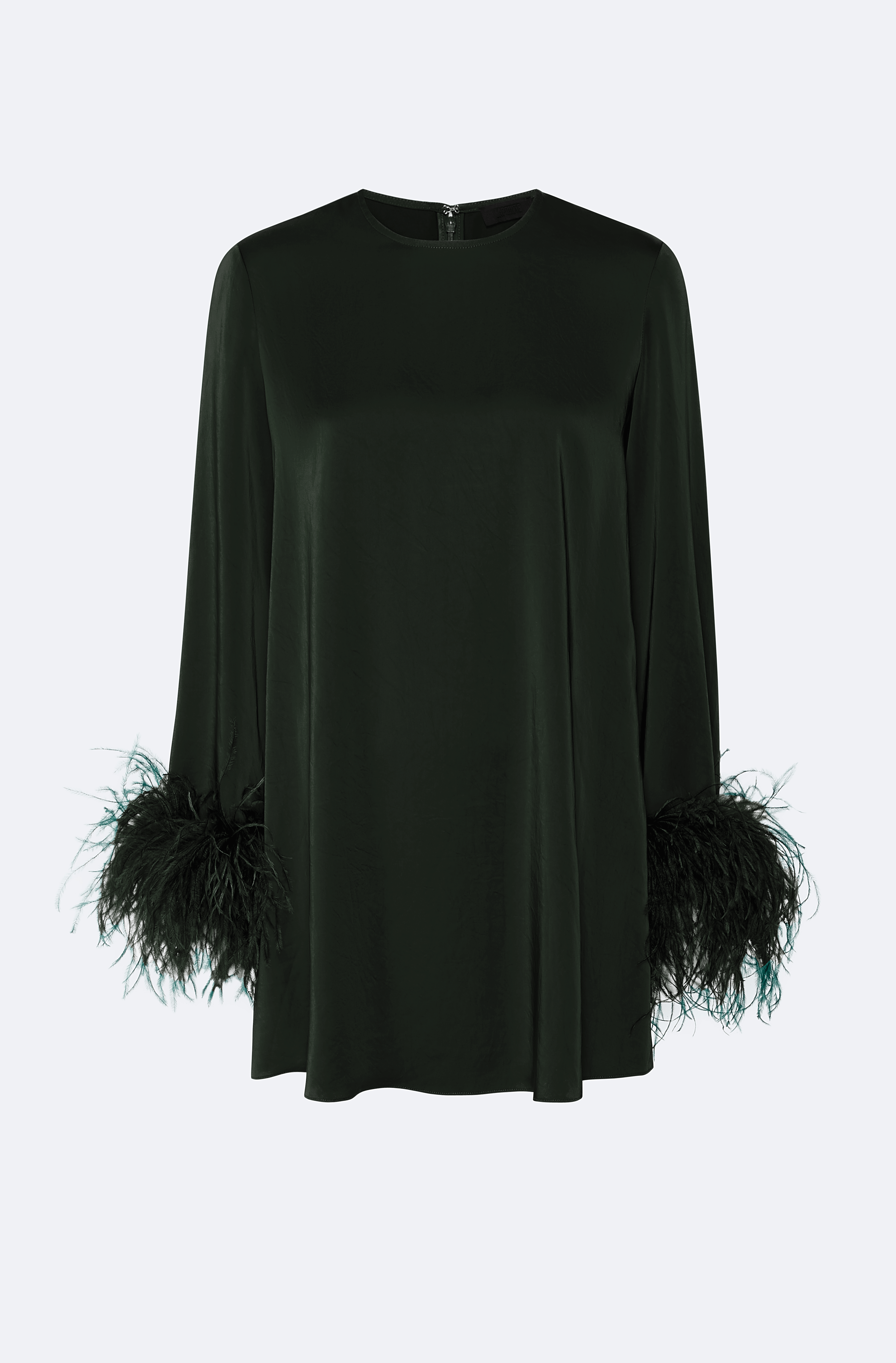 Satin Dress With Feathers - LAPOINTE