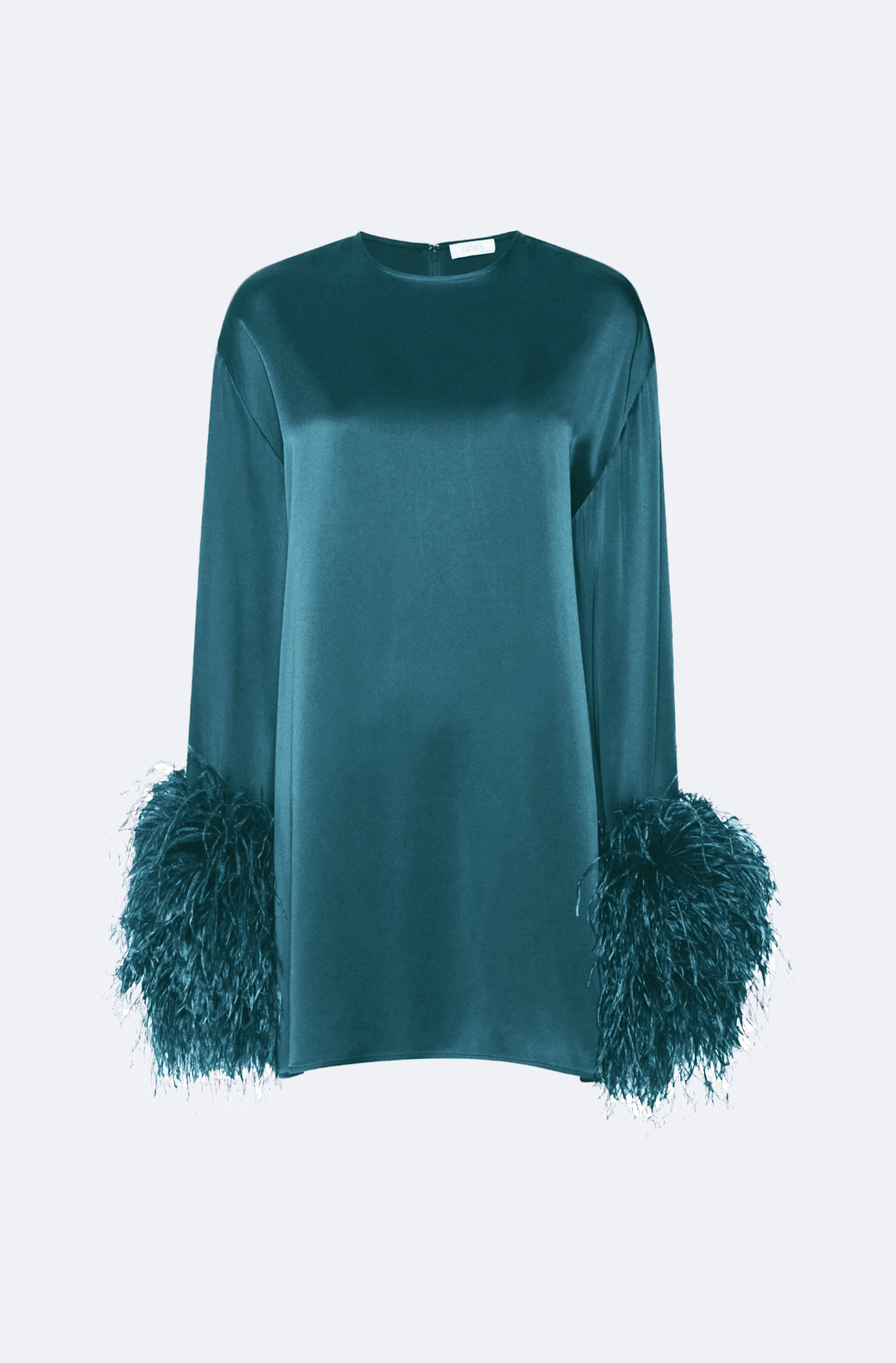 Satin Dress With Feathers - LAPOINTE