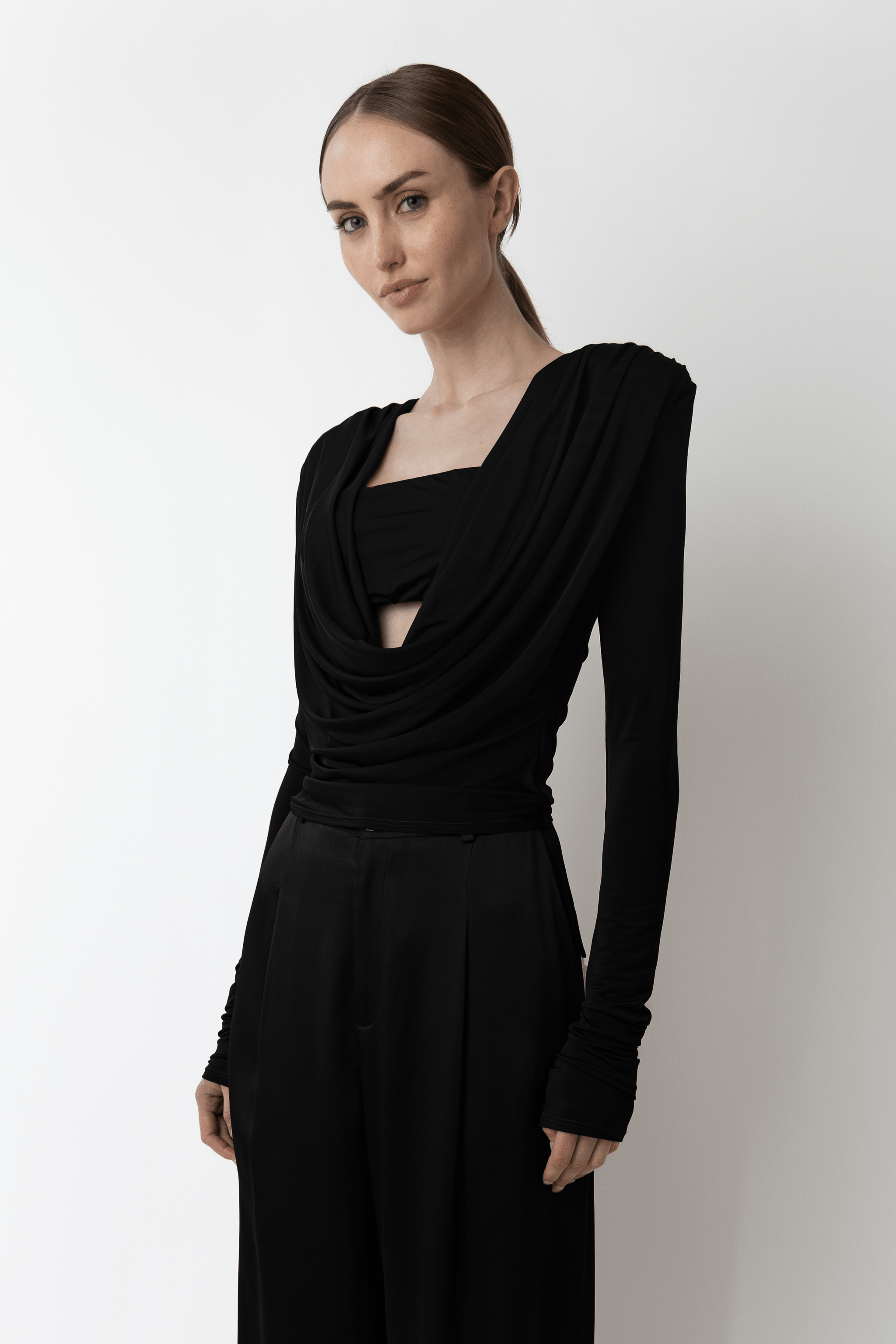 Jersey Cowl Neck Bandeau Top - LAPOINTE