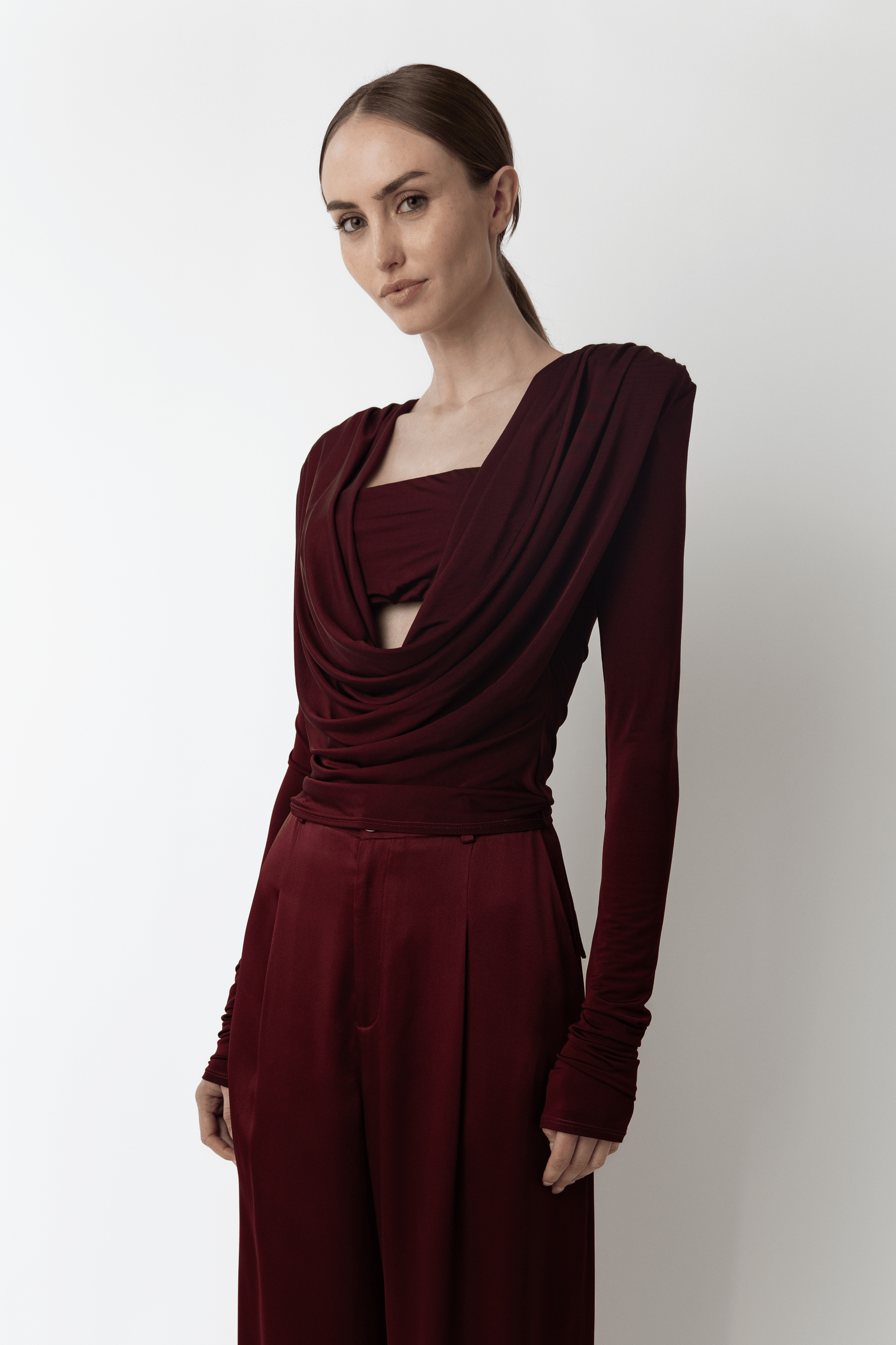 Jersey Cowl Neck Bandeau Top - LAPOINTE