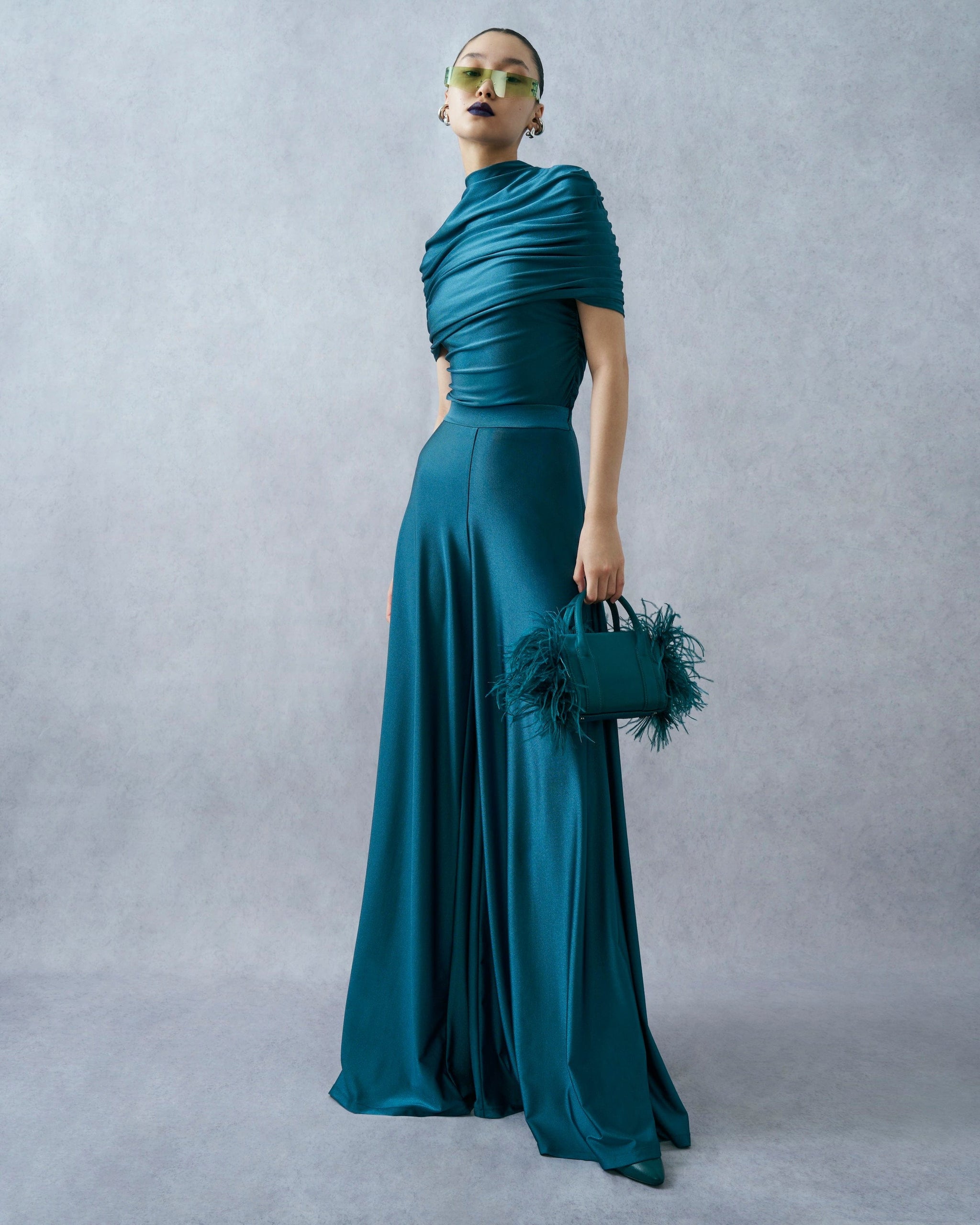 Satin Bag With Feathers - LAPOINTE