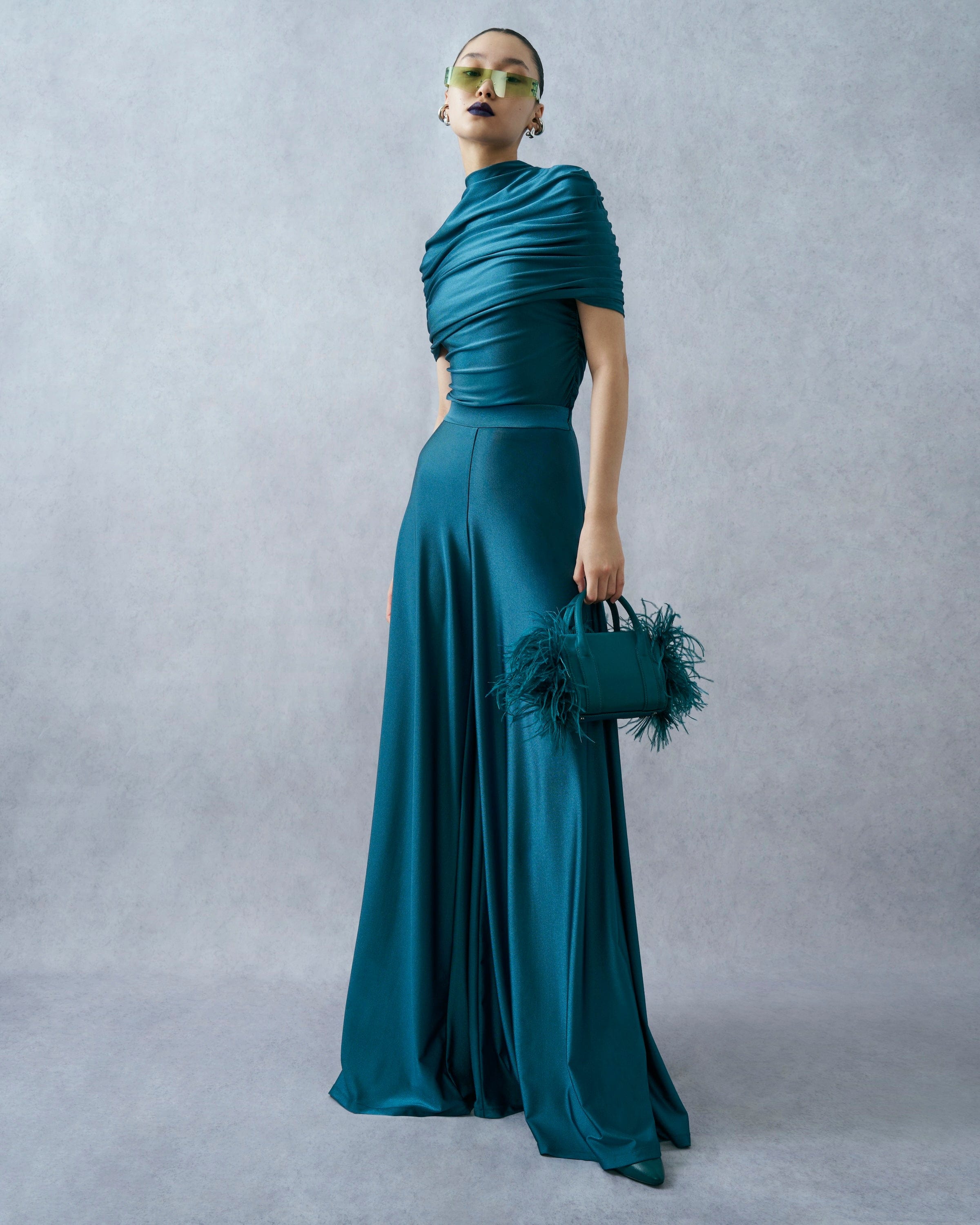 Satin Bag With Feathers - LAPOINTE