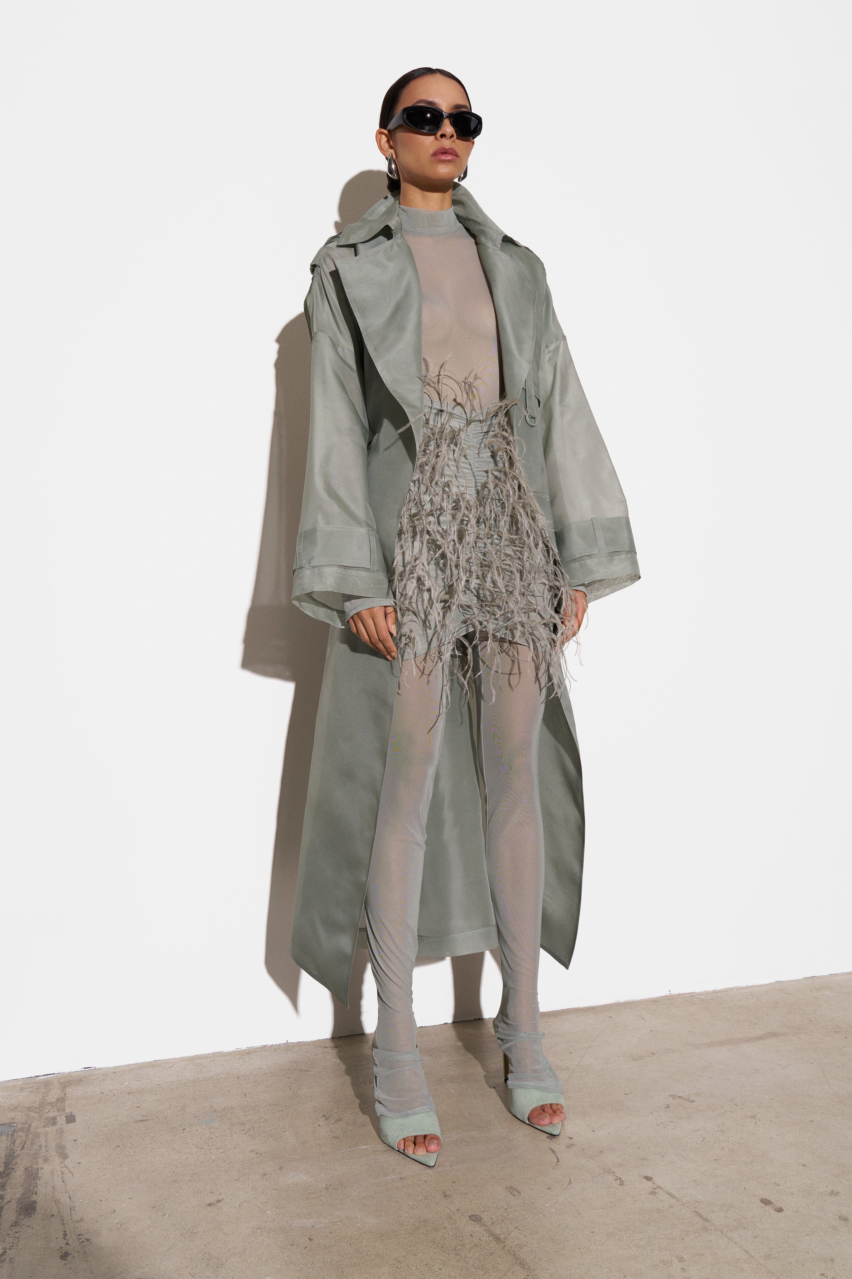 Organza Double Breasted Trench