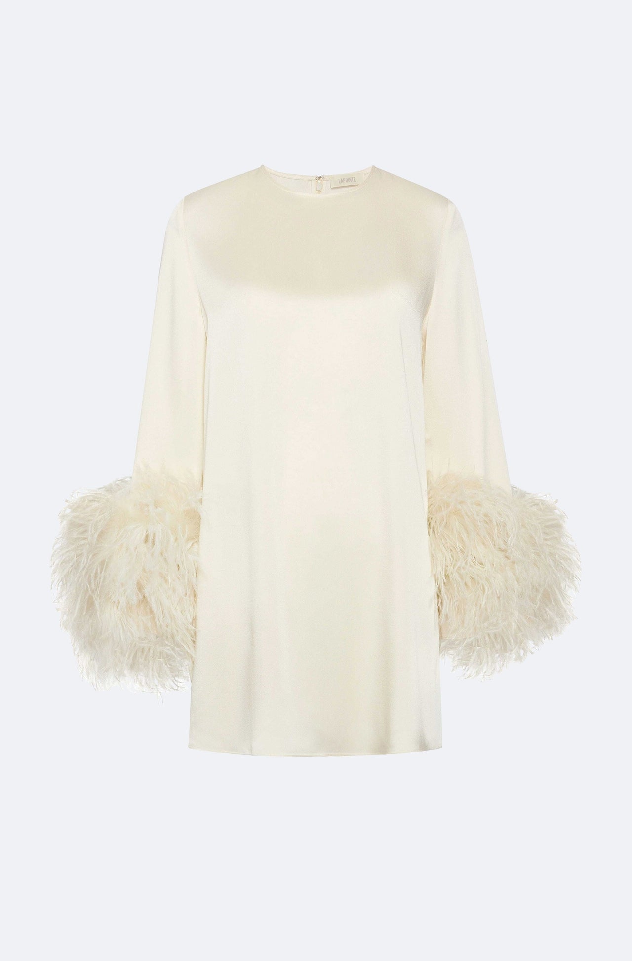 Satin Dress With Feathers - LAPOINTE