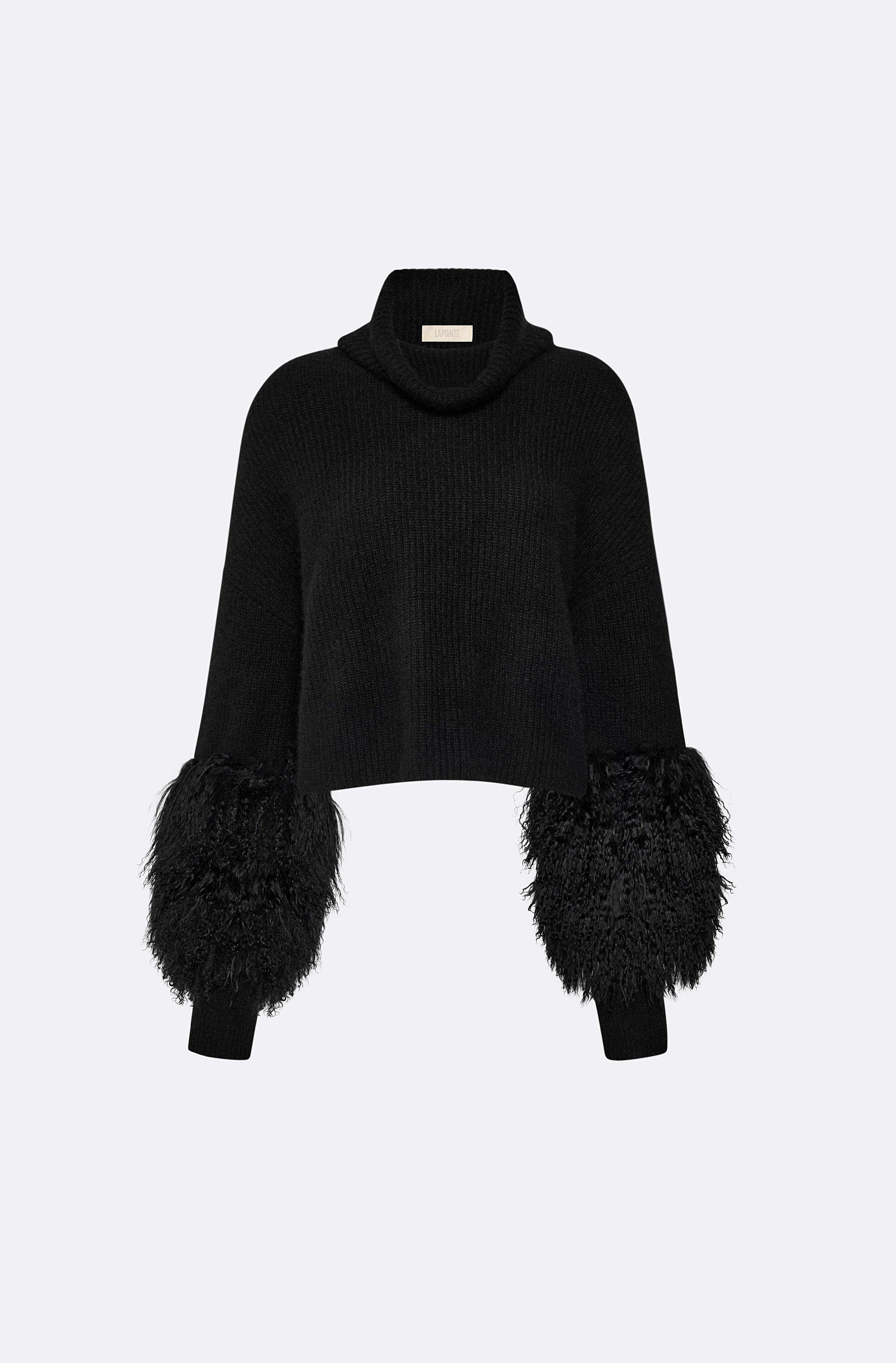 Cashmere Turtleneck Sweater With Shearling