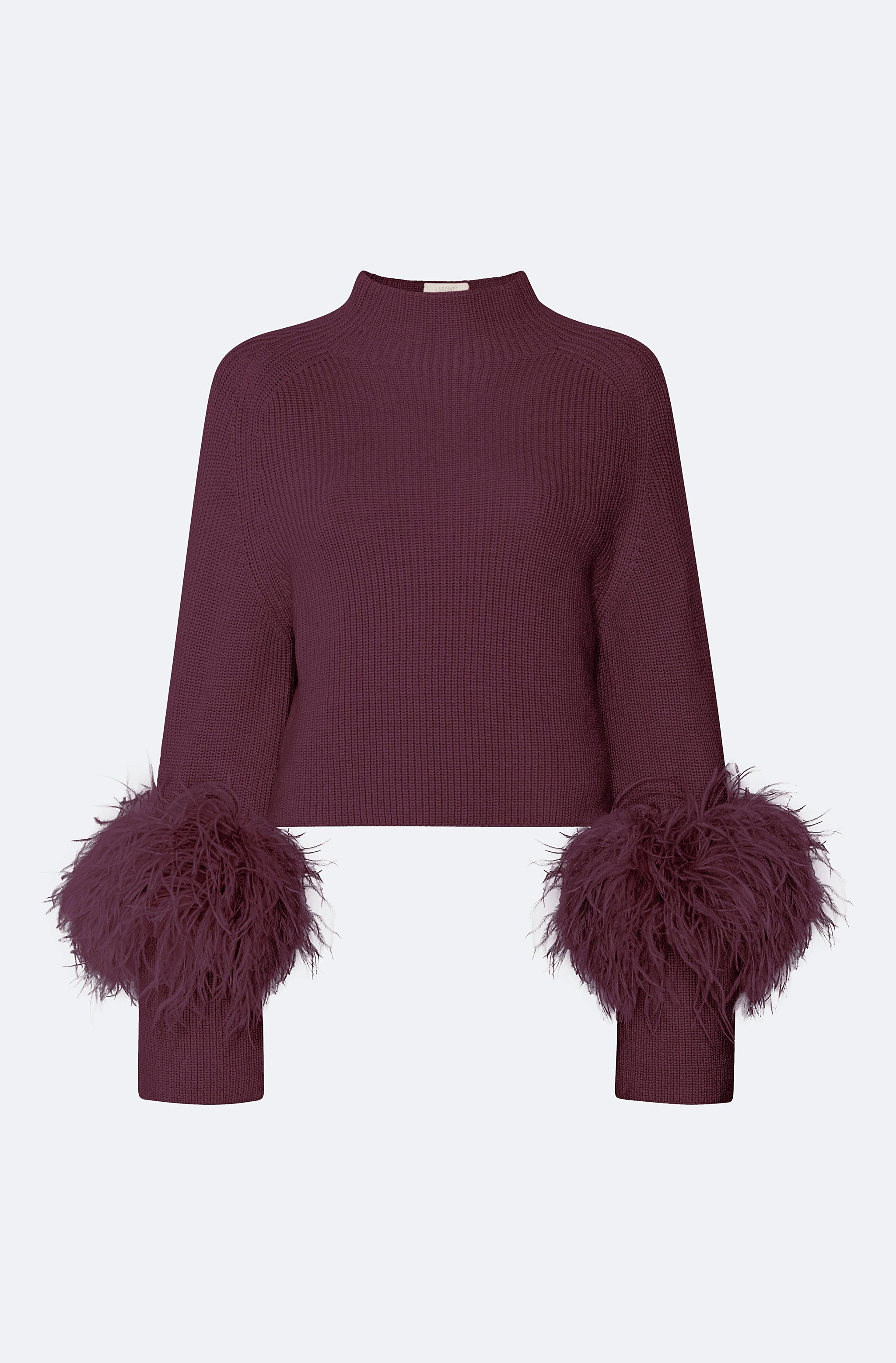 Merino Mock Neck Sweater With Feathers