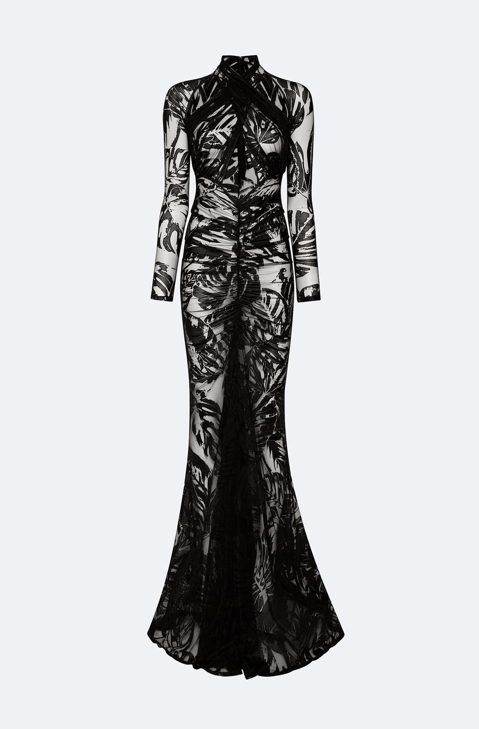 Burnout Jersey Halter Ruched Gown - LAPOINTE