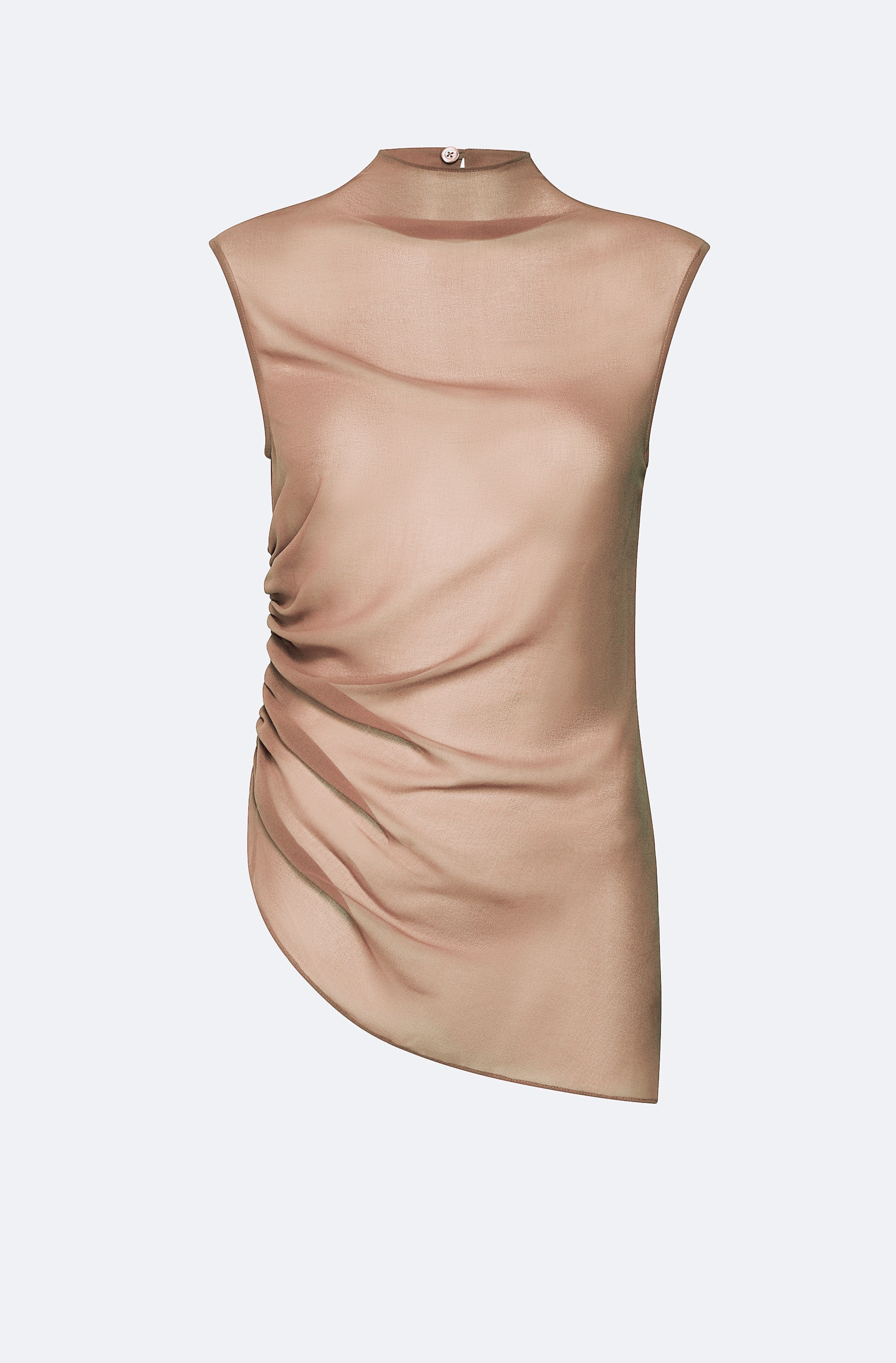 Lightweight Georgette Mock Neck Ruched Top - LAPOINTE