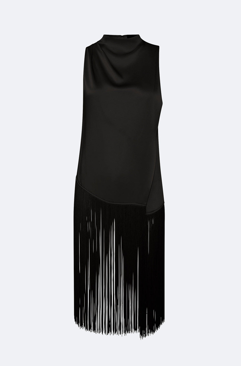 Satin Cowl Neck Fringe Top - LAPOINTE