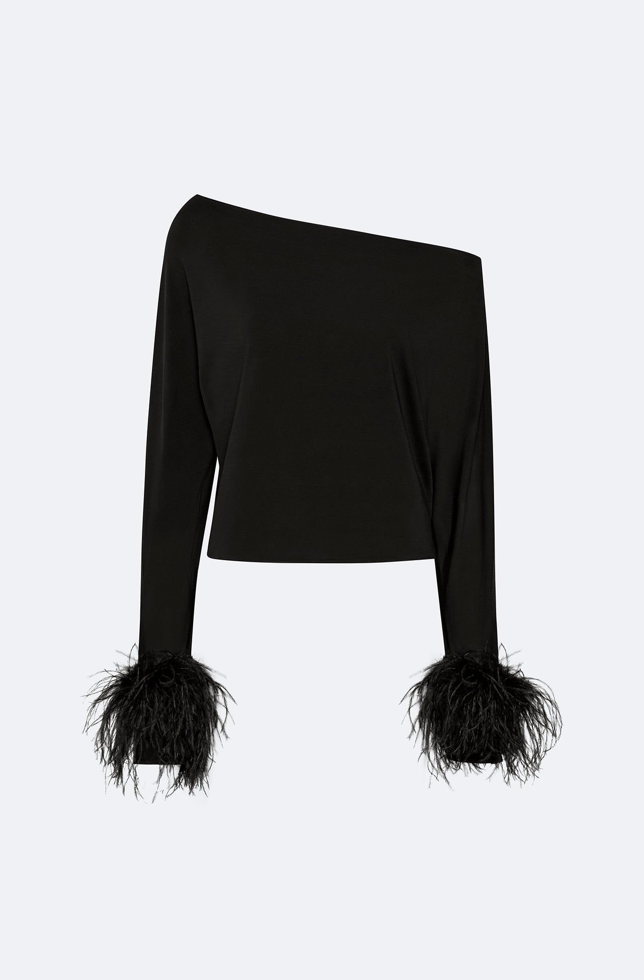 Lightweight Jersey Off The Shoulder Top With Feathers - LAPOINTE