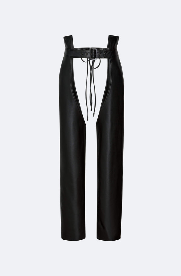 Stretch Faux Leather Chaps - LAPOINTE