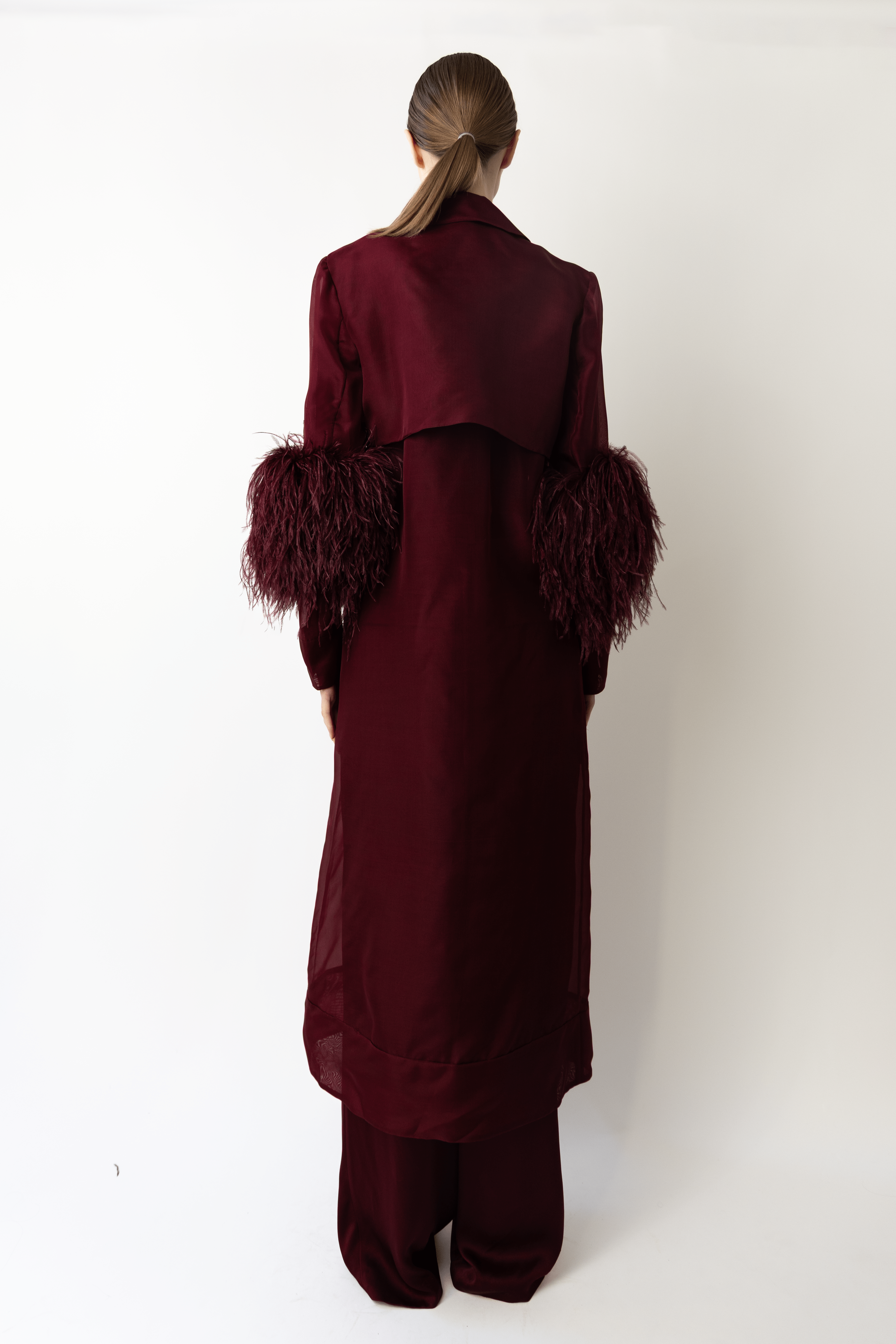 Organza Sheer Duster With Feathers - LAPOINTE