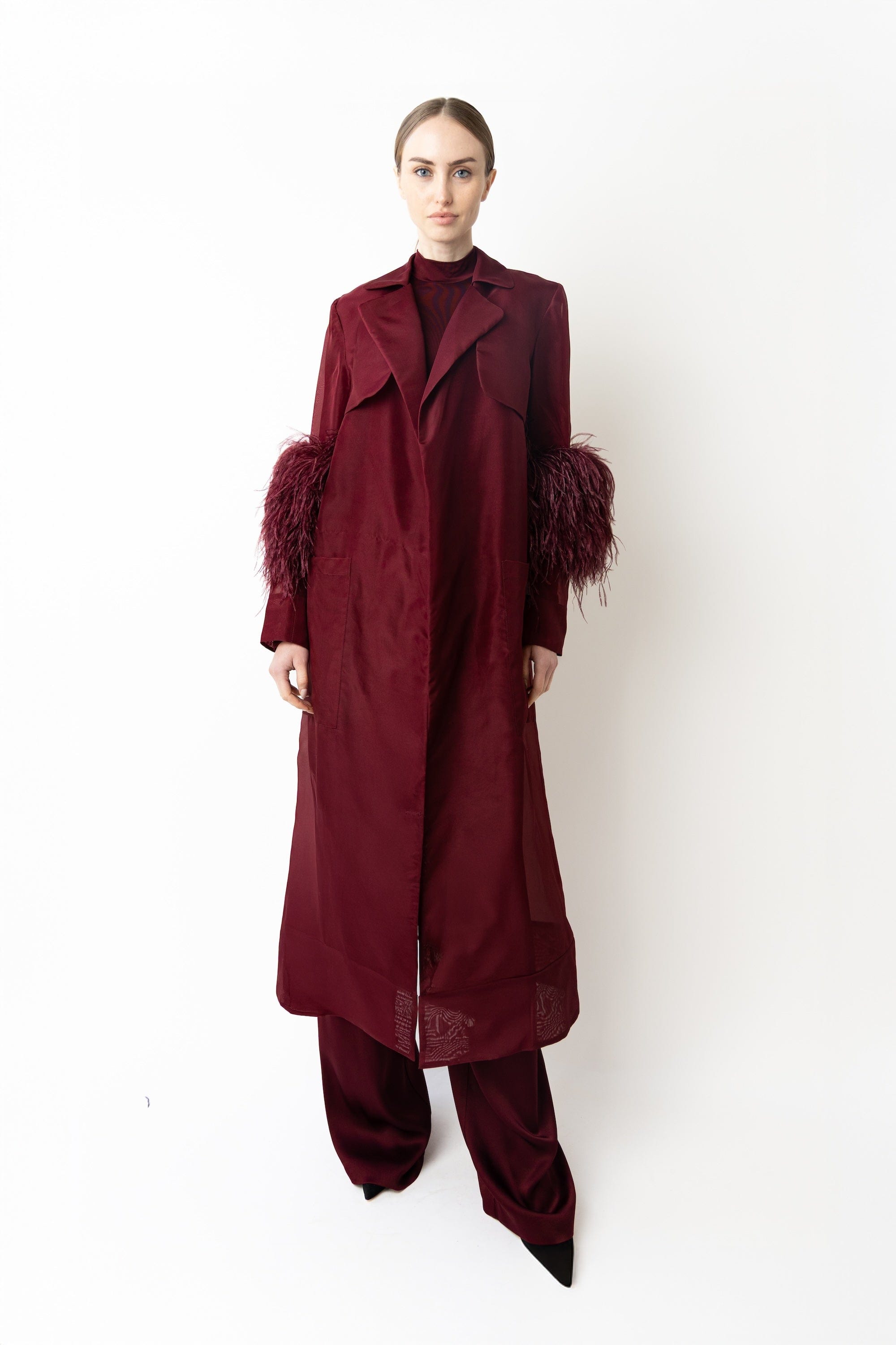 Organza Sheer Duster With Feathers - LAPOINTE