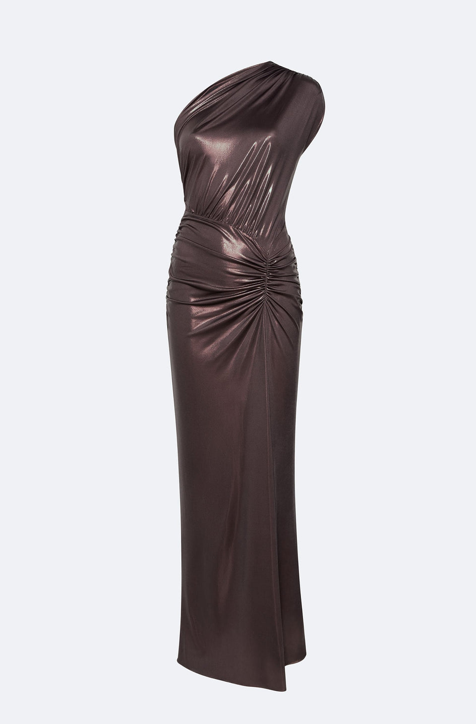Coated Jersey One Shoulder Ruched Dress - LAPOINTE