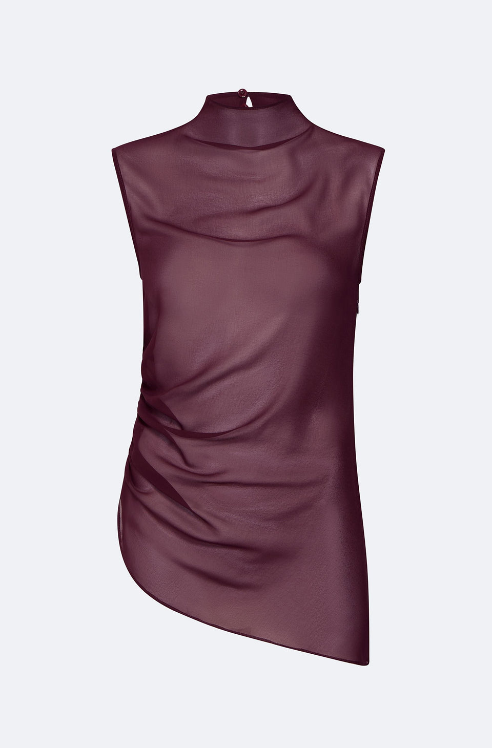 Lightweight Georgette Mock Neck Ruched Top - LAPOINTE