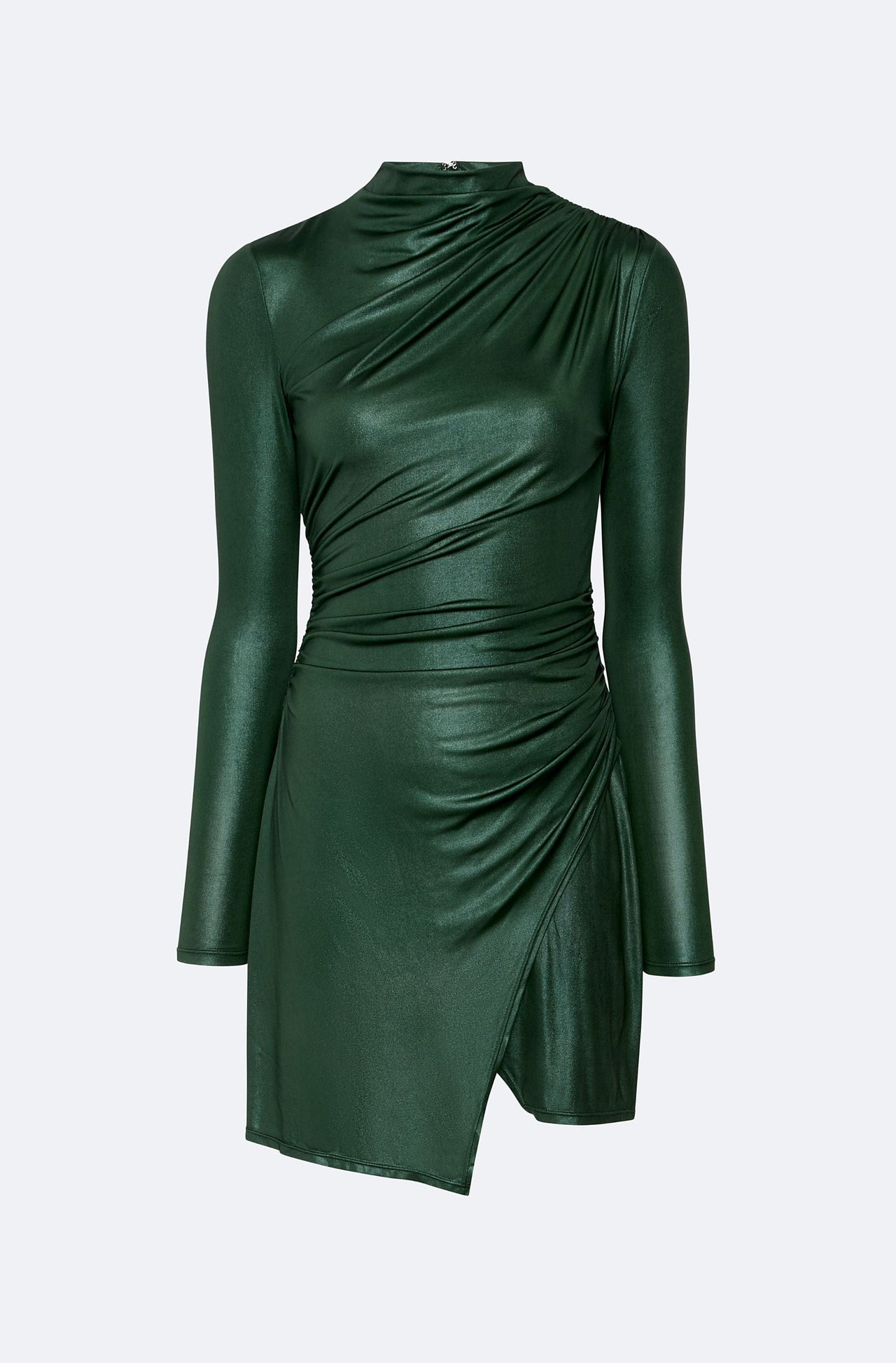 Coated Jersey Draped Mini Dress - LAPOINTE