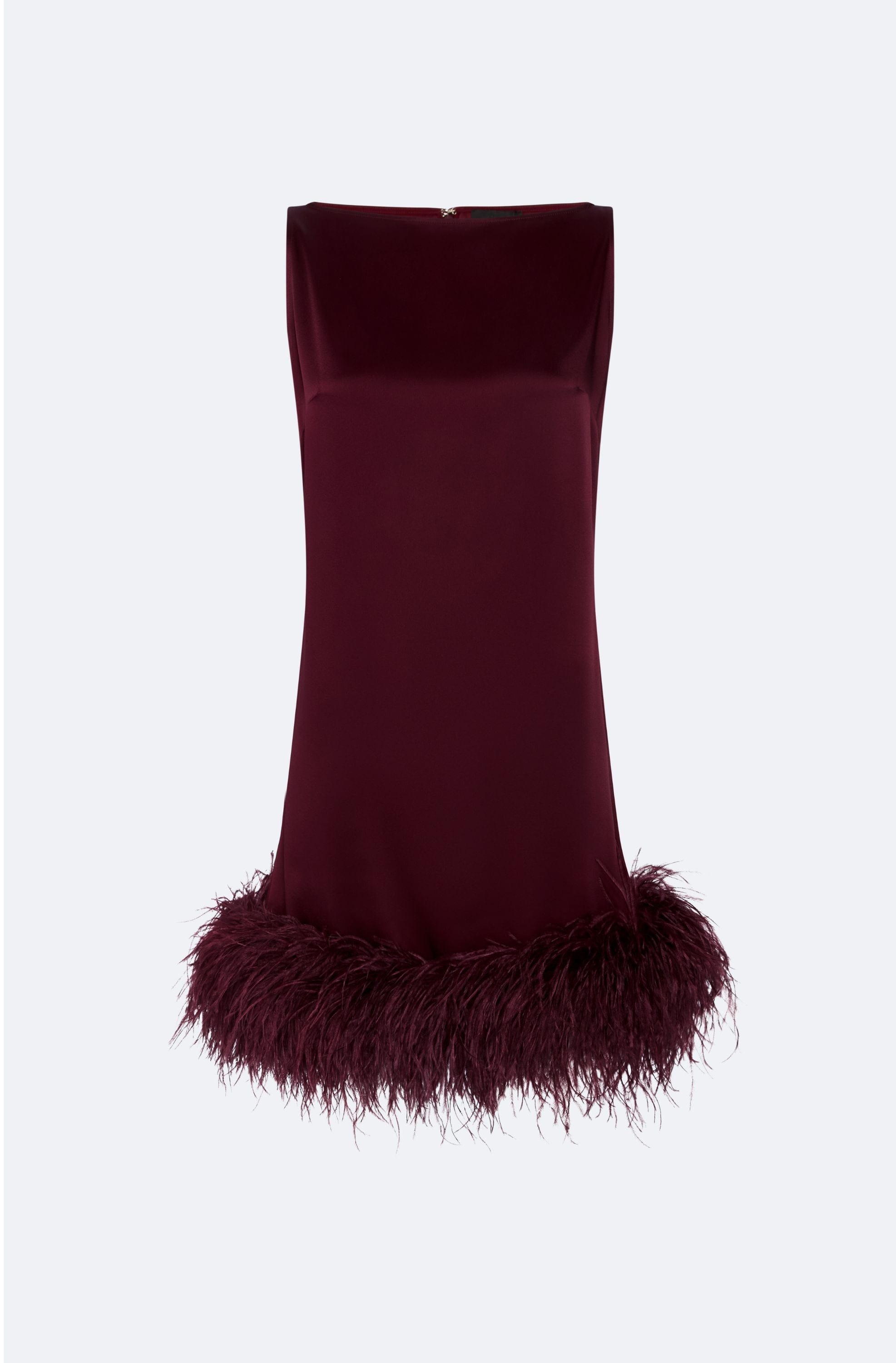 Satin Sleeveless Mini Dress With Feathers - LAPOINTE