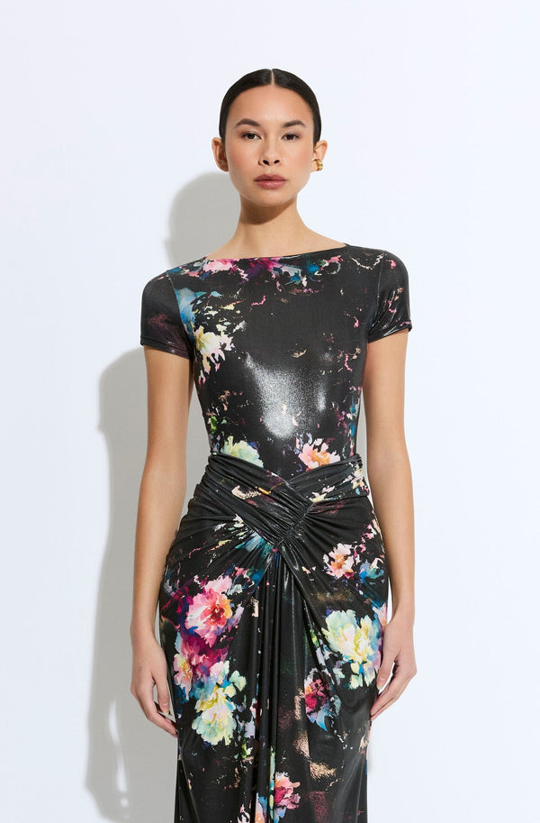 Floral Jersey Short Sleeve Boatneck Bodysuit - LAPOINTE