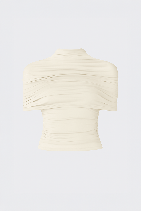 Jersey Mock Neck Ruched Top - LAPOINTE