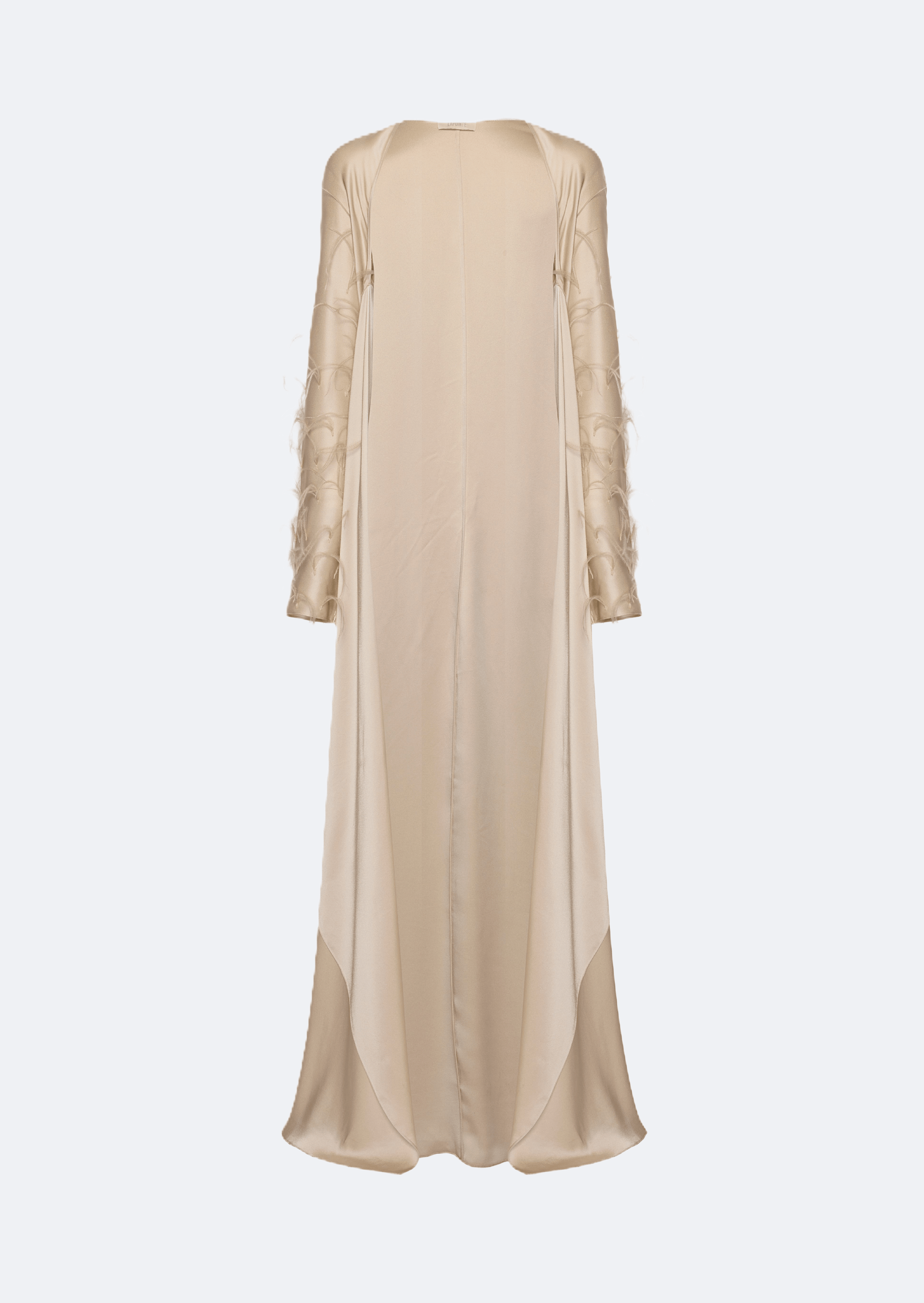 Satin Caftan With Feathers - LAPOINTE