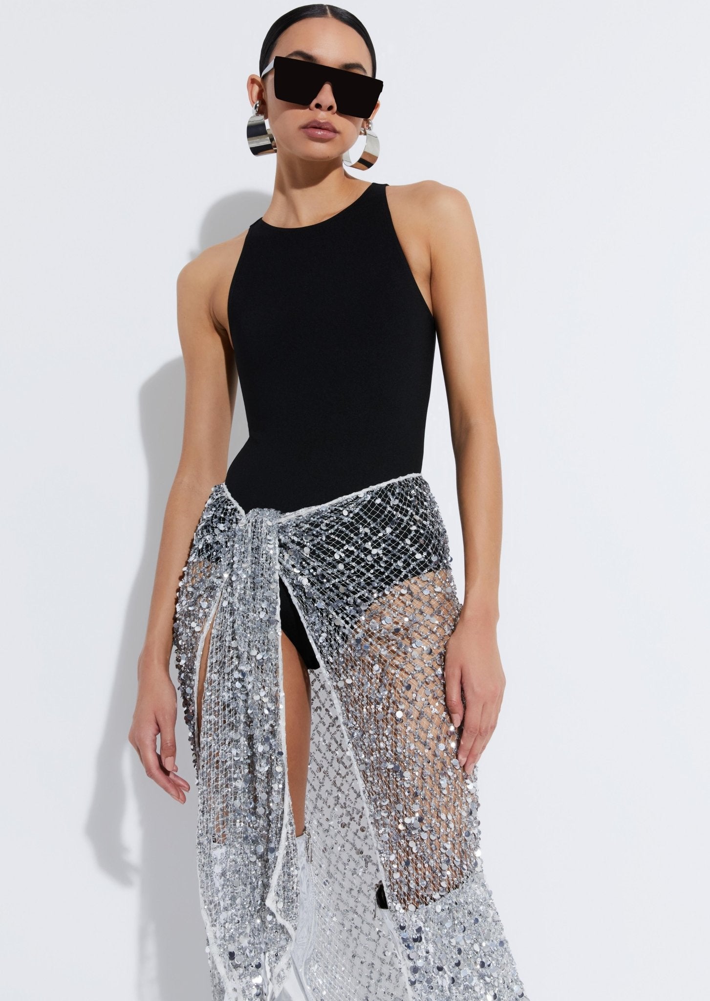 Mesh Sequin Tie Cover-Up - LAPOINTE