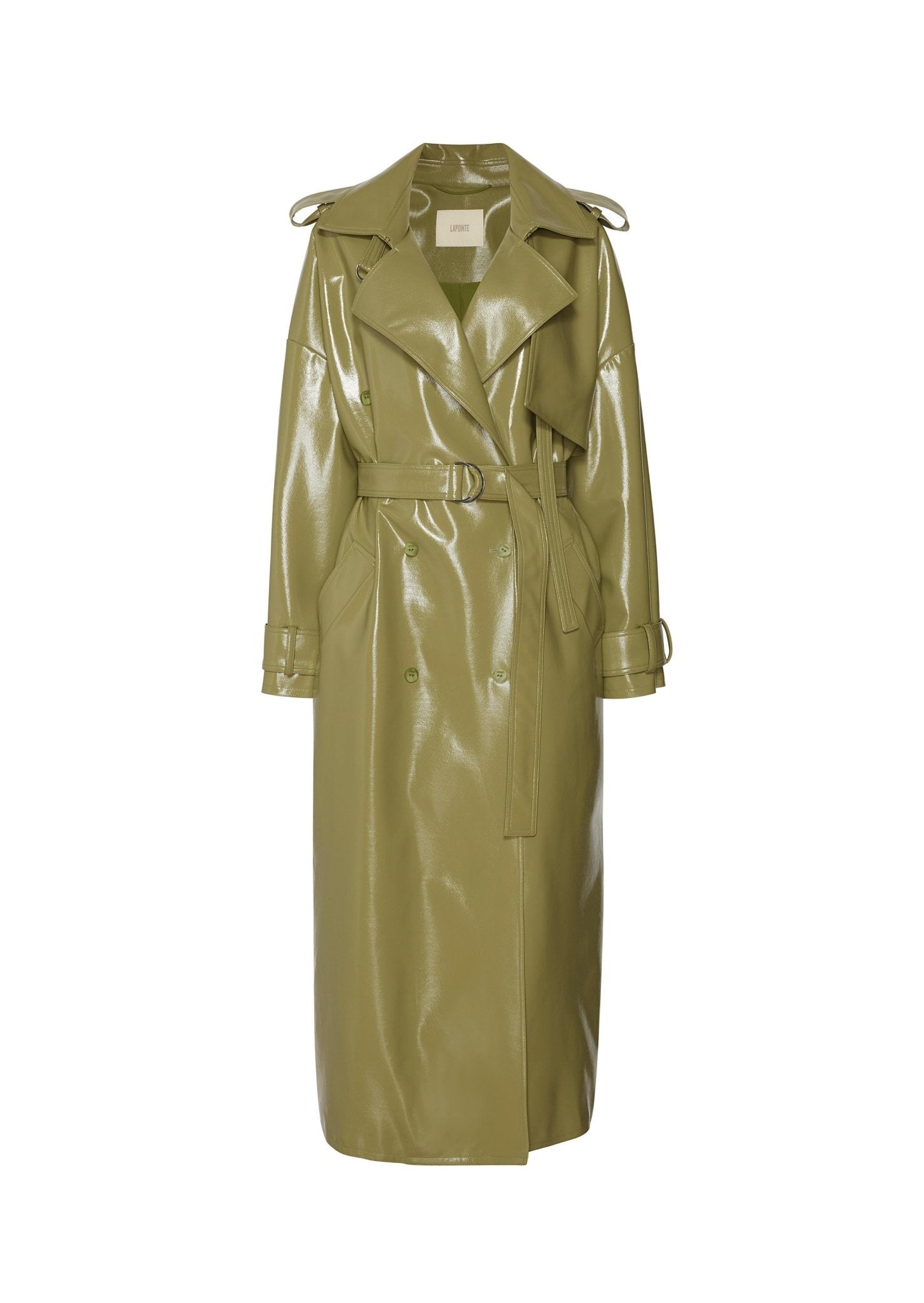 Patent Faux Leather Double Breasted Trench - LAPOINTE