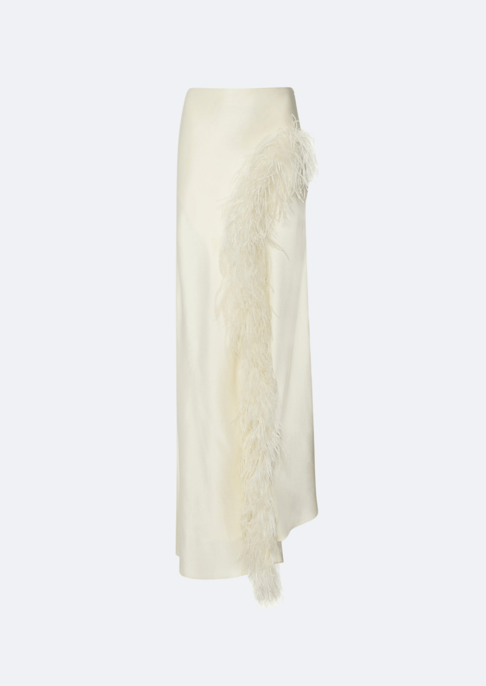 Satin Asymmetric Skirt With Feathers - LAPOINTE