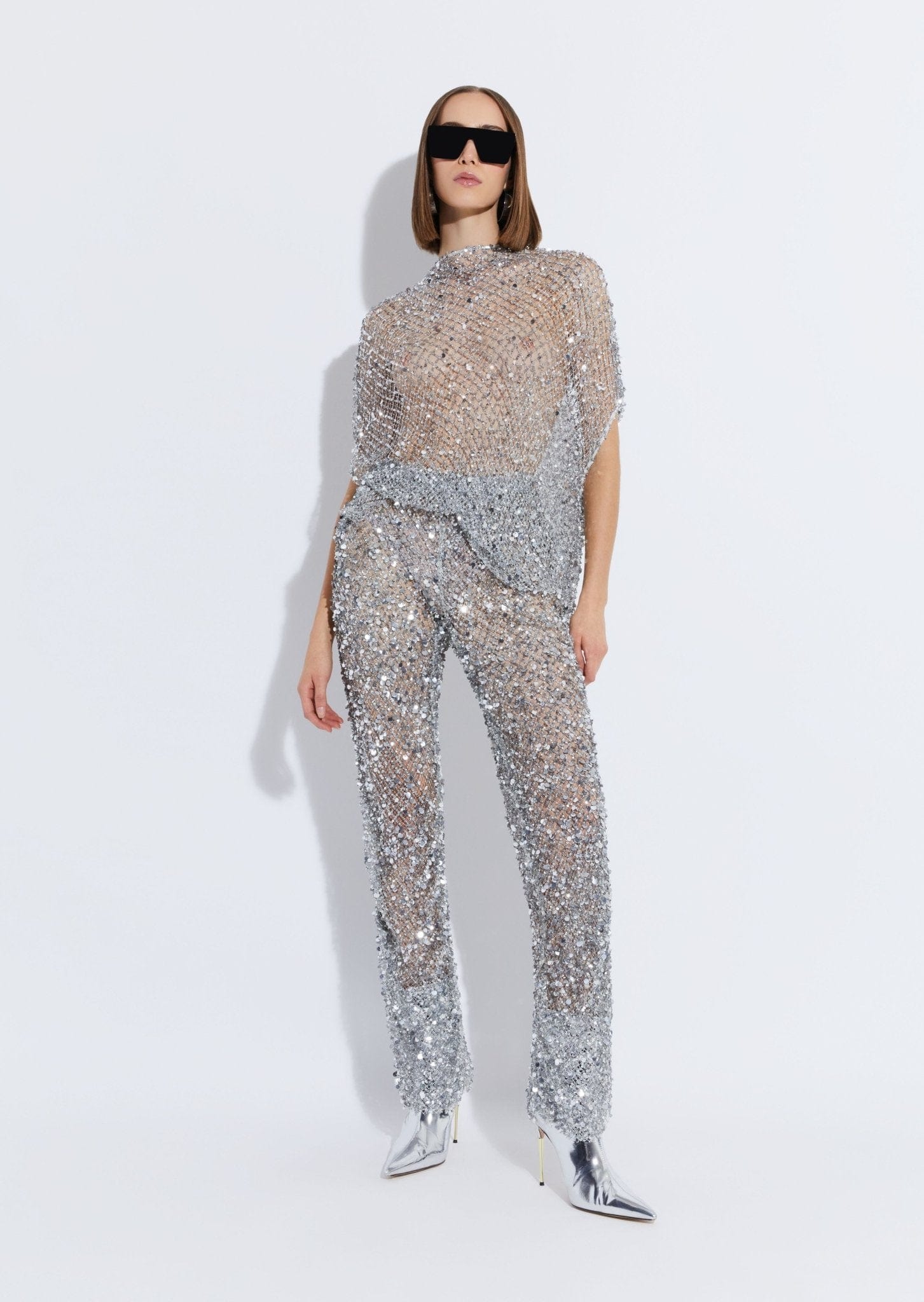 Mesh Sequin Flare Pant - LAPOINTE