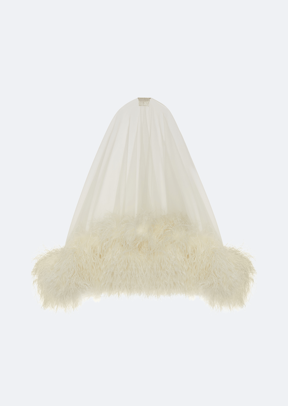 Tulle Veil With Feathers - LAPOINTE