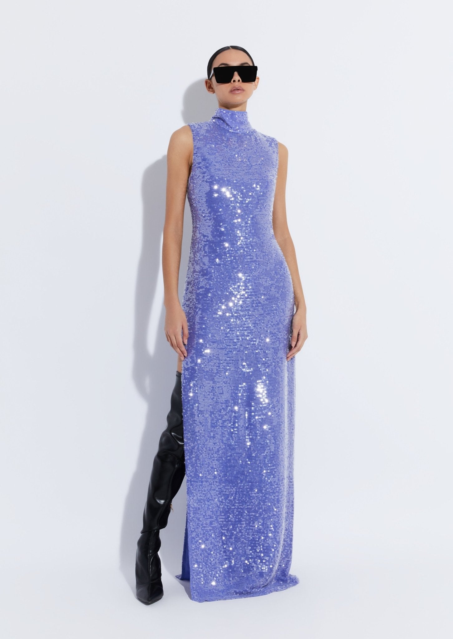 Sequin High Neck Sleeveless Gown - LAPOINTE